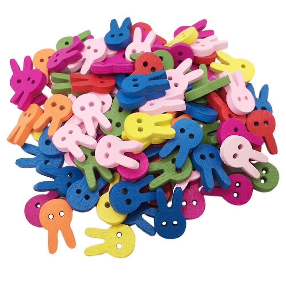 400Pcs Rabbit Shape Wooden Buttons For DIY Design Suitable For Sewing Projects In Assorted Colors
