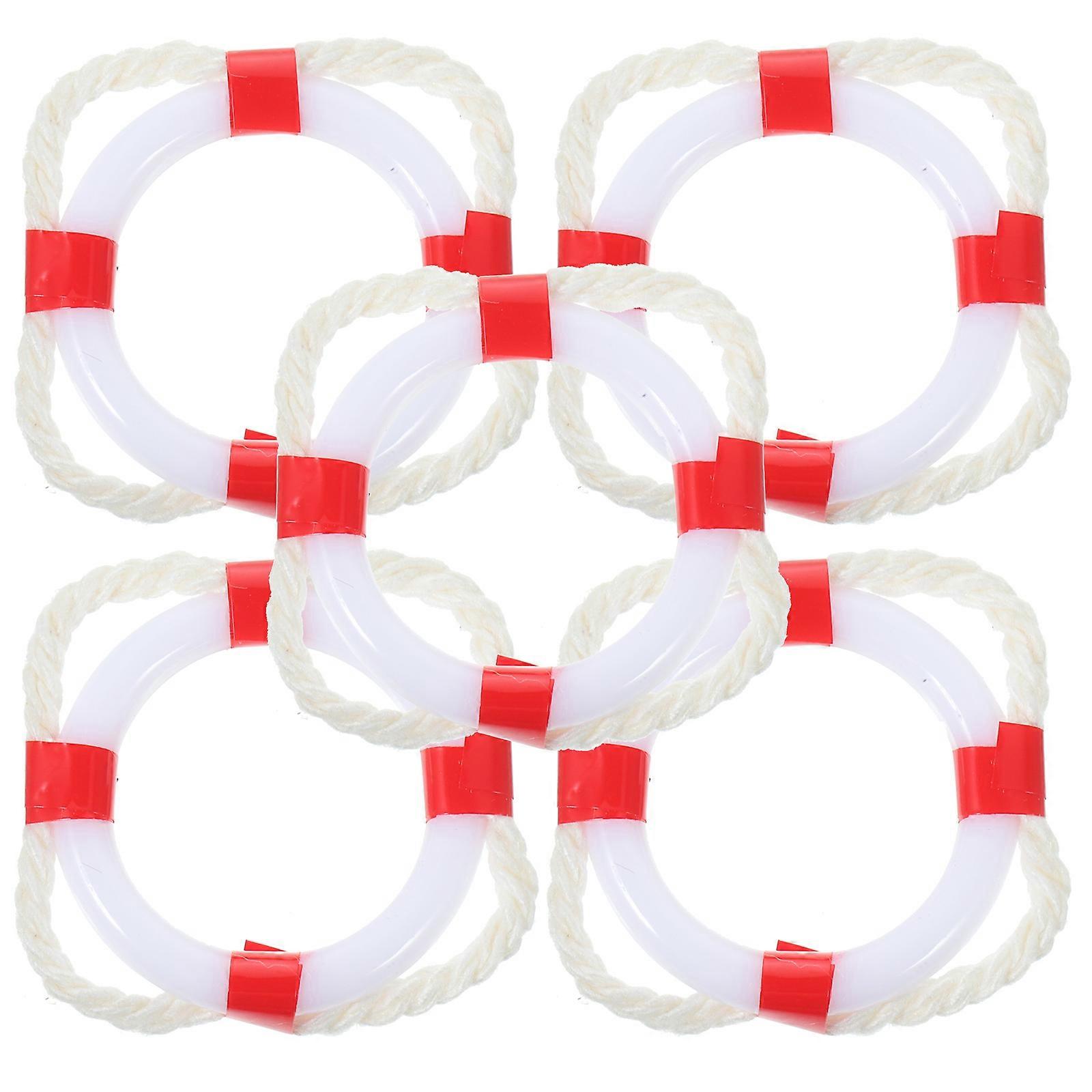 5Pcs Miniature Decorative Life Ring Buoy Models for Nautical Home Wall Decor
