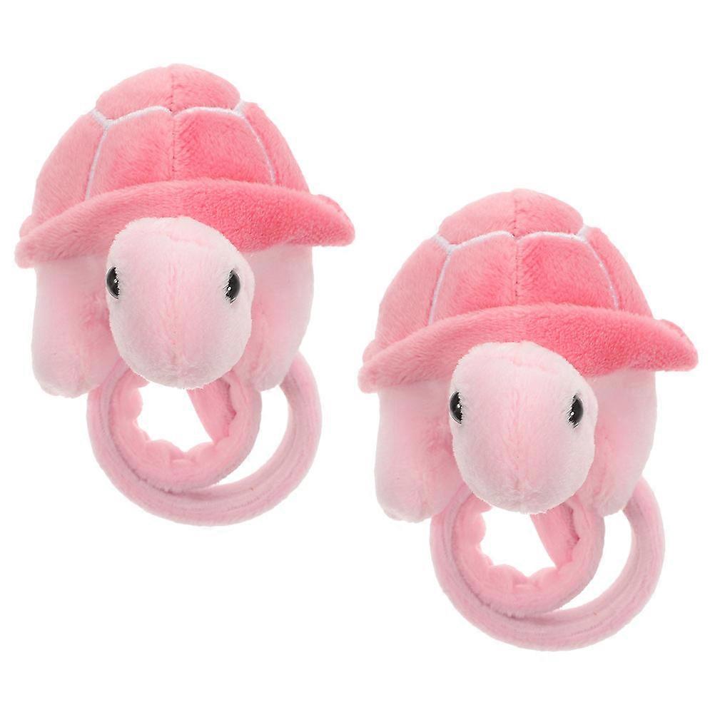 Pink Plush Slap Wristband Turtle for Party Decor 2Pcs Pack