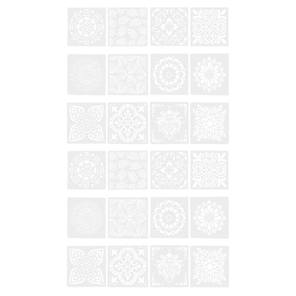 24PCS Flower Pattern Painting Stencils for Wall Art, Scrapbooking & DIY Crafts – Versatile Graffiti Tools for Multiple Surfaces & Occasions