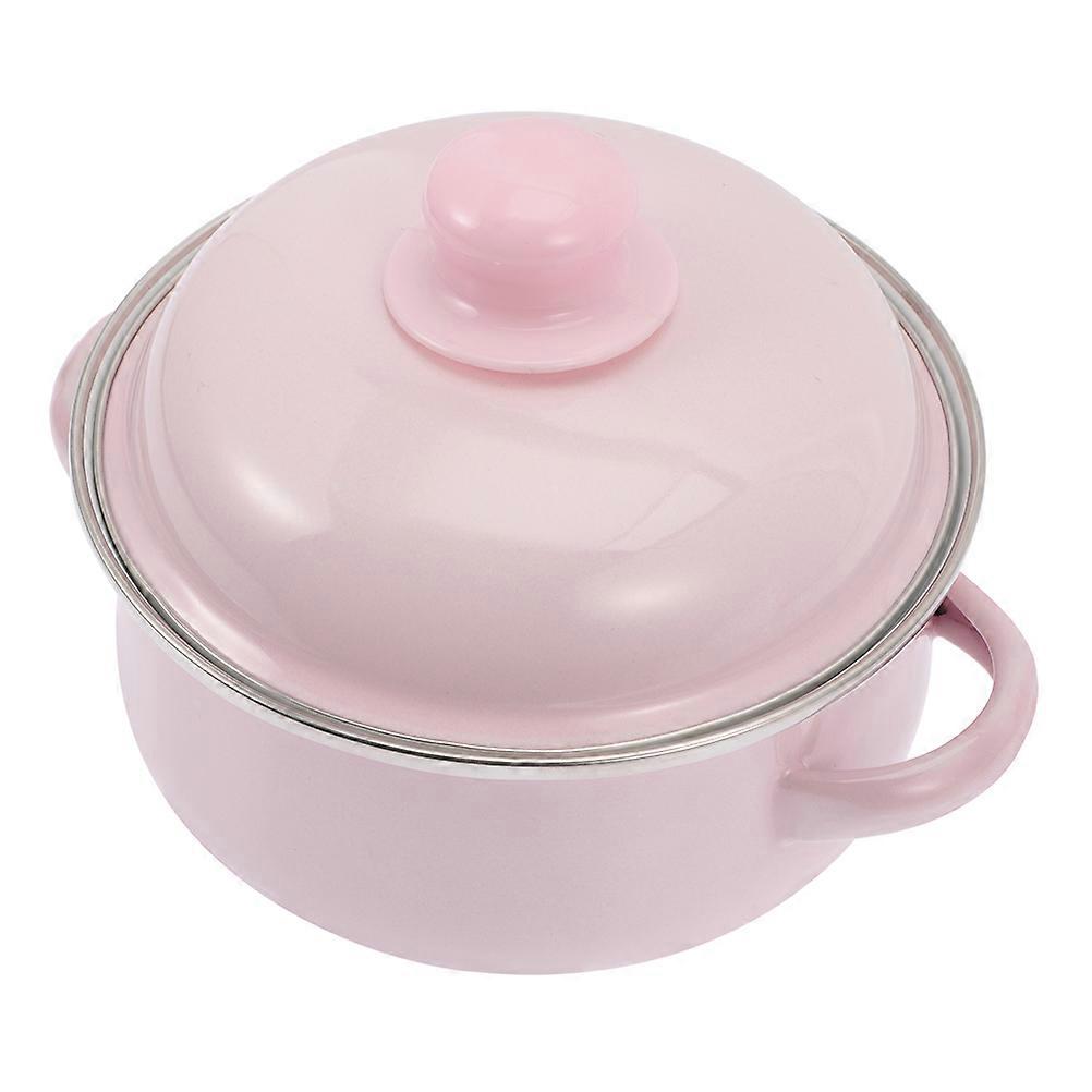 Vintage Style Enamel Soup Pot with Handles Non Stick Interior Sturdy Retro Cookware for Soups Stews Easy to Clean with Lid