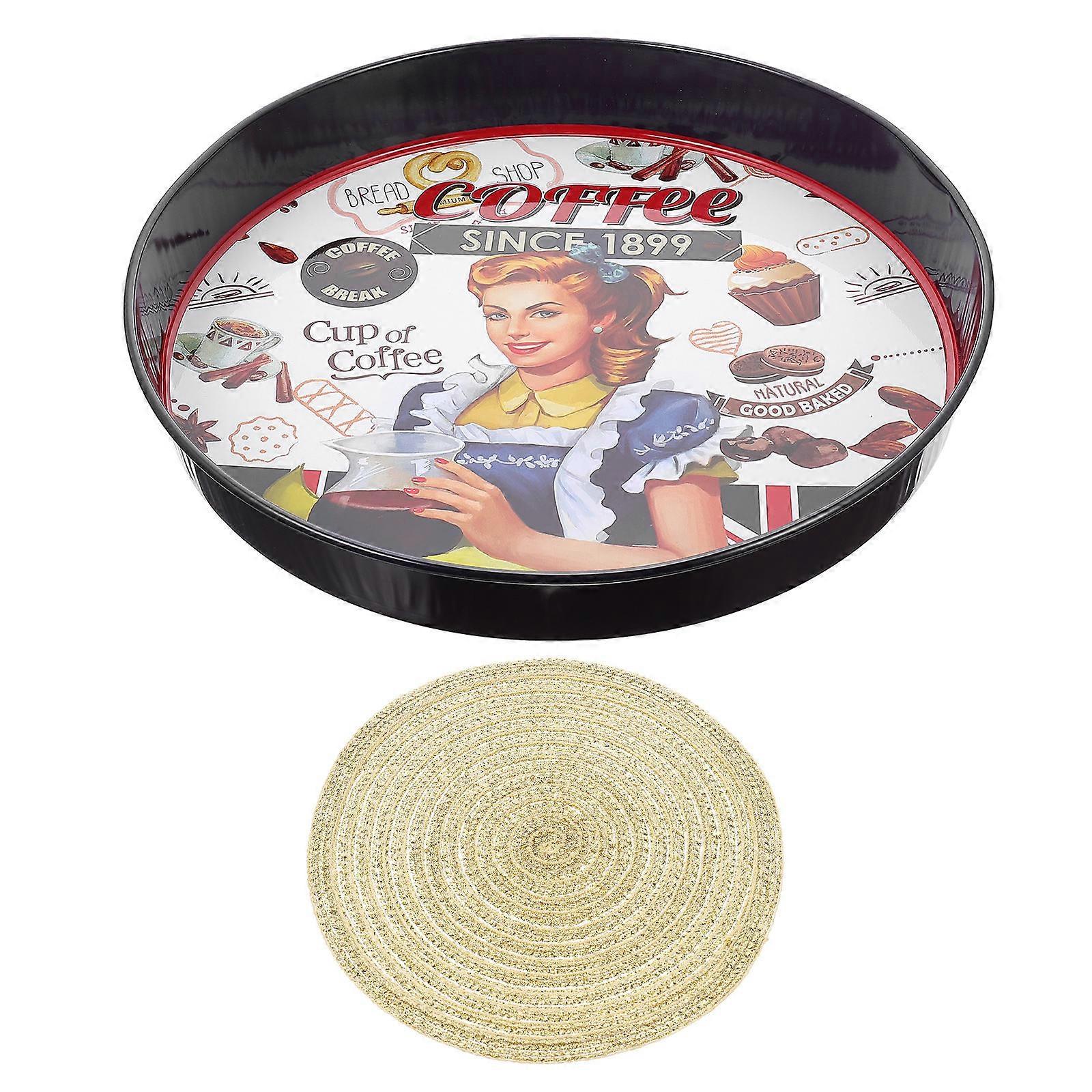 Multi-functional Snacks Storage Plate Round Shape Decorative Fruit Serving Tray 36X36CM For Household Items 1 Set
