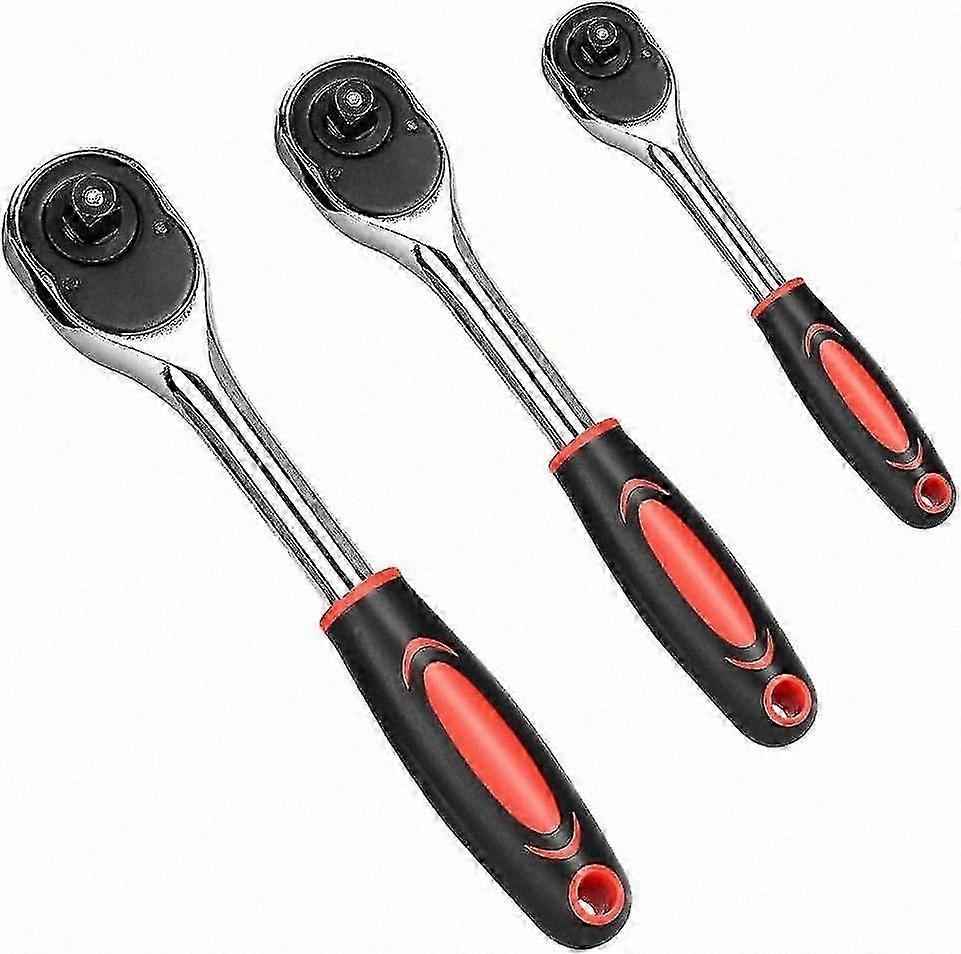For Socket Wrench Set, 3PC 1/4, 3/8, 1/2 - Professional Ratchet Wrench Tool with Cushioned Grip, Quick Lever Locking Socket, Universal Set for Furnitu