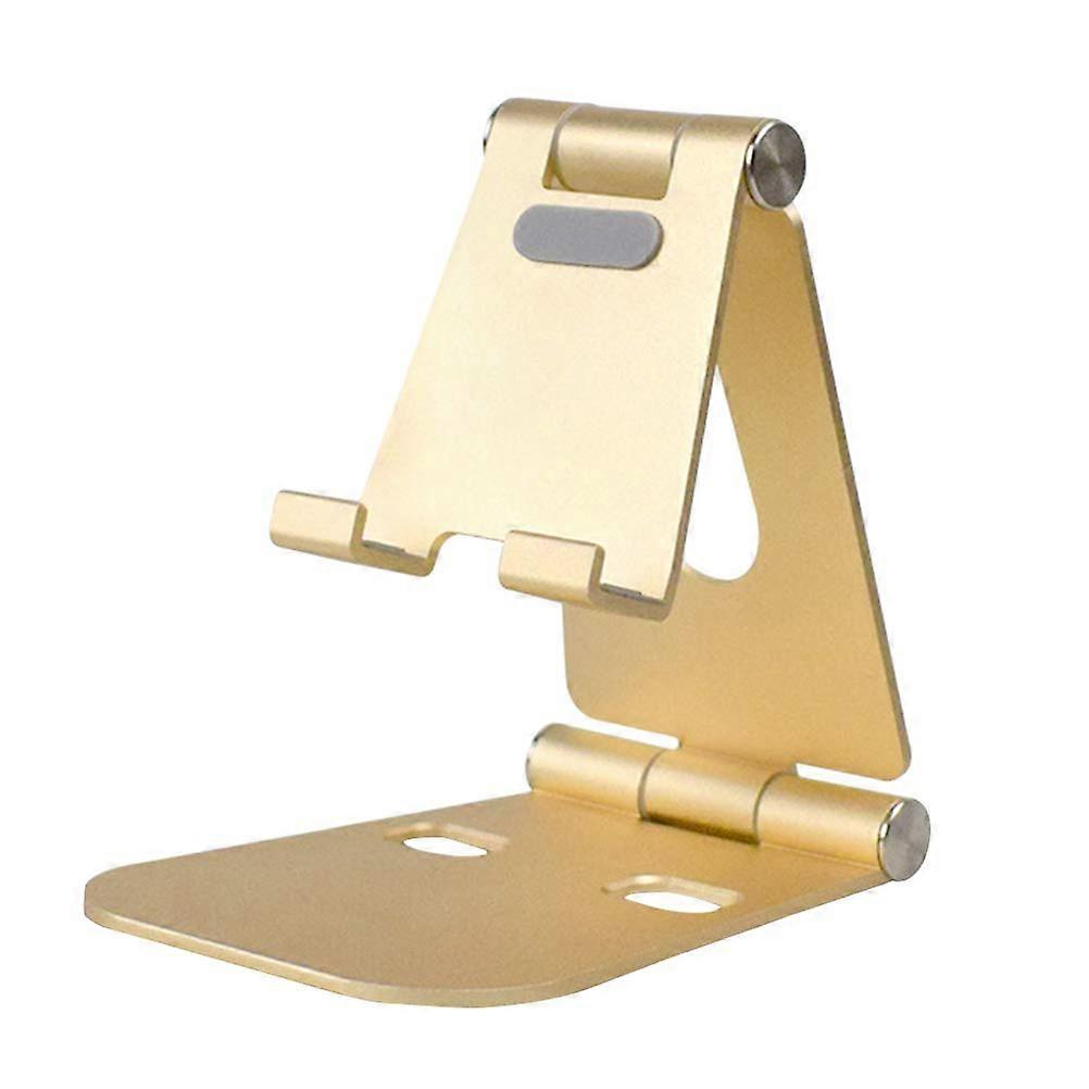 Aluminium Alloy Double Flip Mobile Phone Stand Mobile Phone Desktop Stand Holder Lazy Phone Holder Support (Luxury Golden)