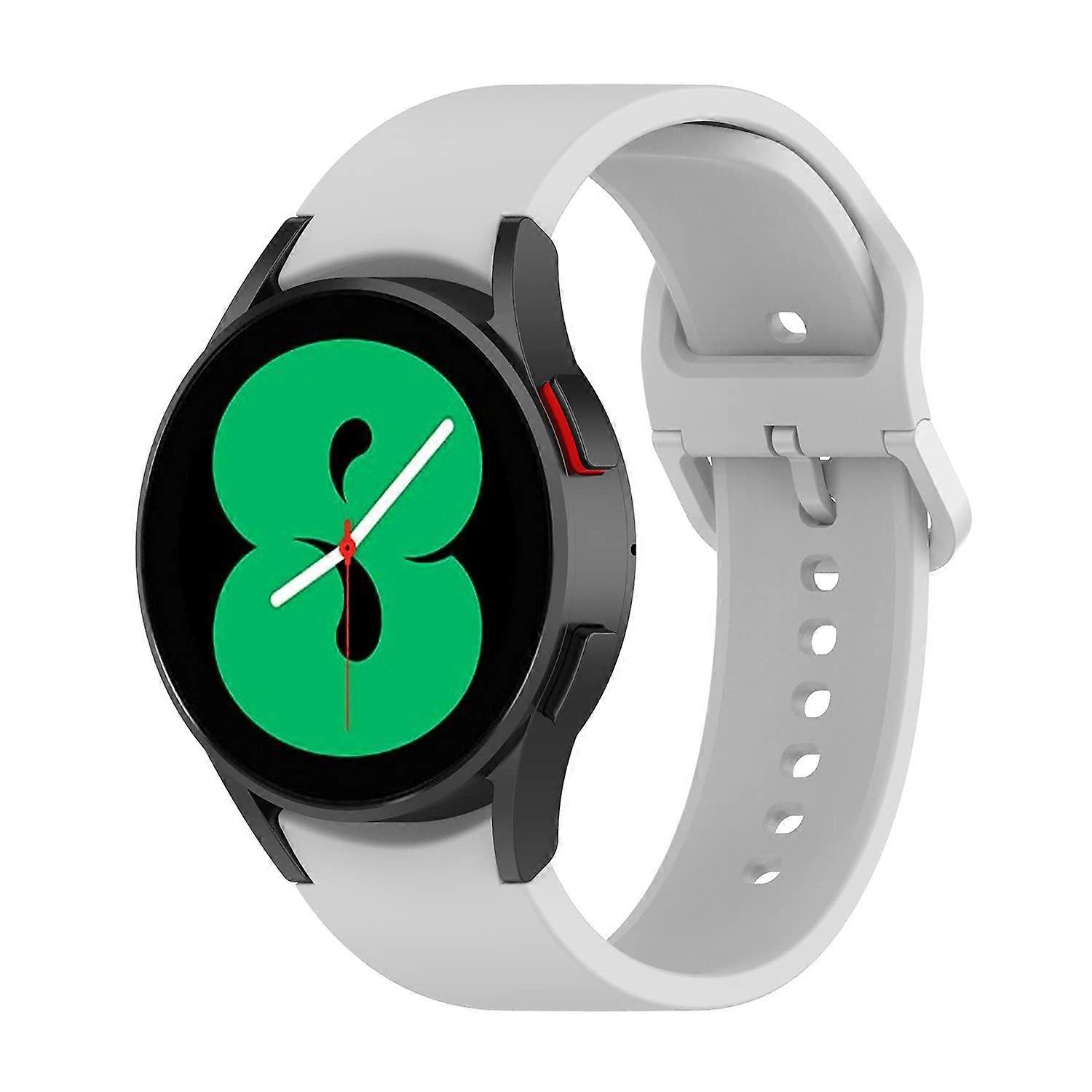 Replacement Strap for Samsung Galaxy Watch 4 5 6 40mm 44mm - 20mm Soft Silicone Wristband in Silver Grey for Classic Pro Models