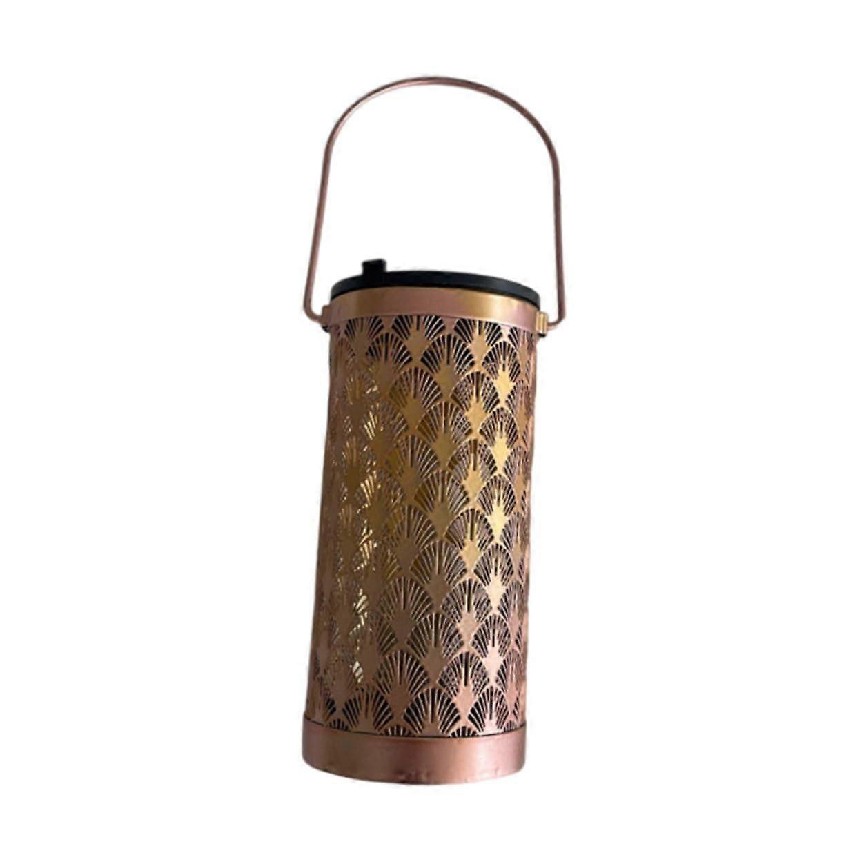 Hanging Solar Lantern Iron Decorative LED Light Outdoor Waterproof Rose Gold Durable Unique Design for Garden Patio