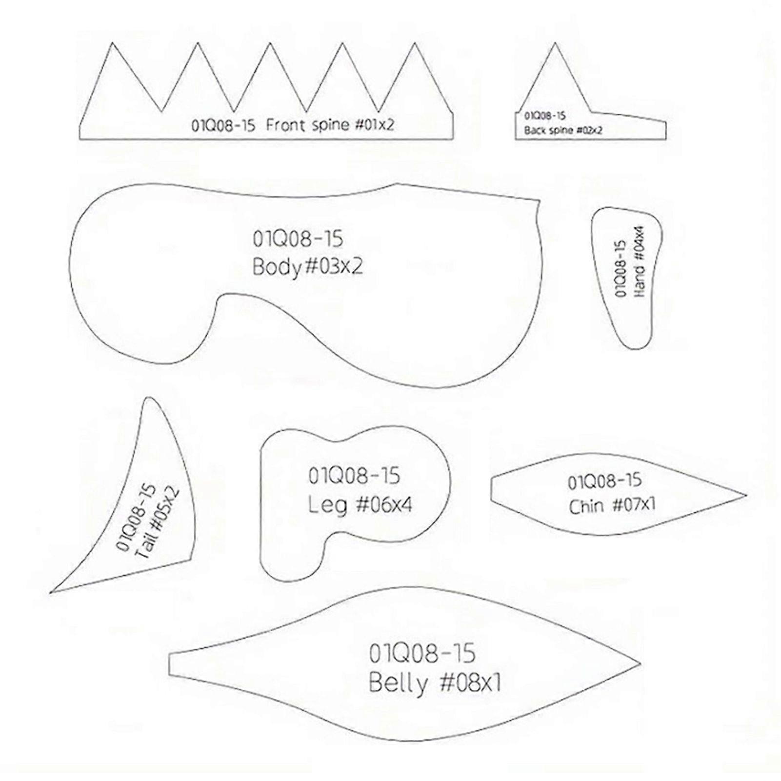 Hand-made Diy Dinosaur Sewing Template Set Embroidery Patchworks Sewing Craft Templates for Beginner