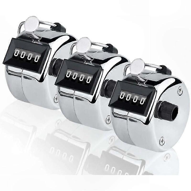 4-Digit Manual Counters - Set of 3 Metal Ratchets for Lap Tracking, Durable Silver Finish