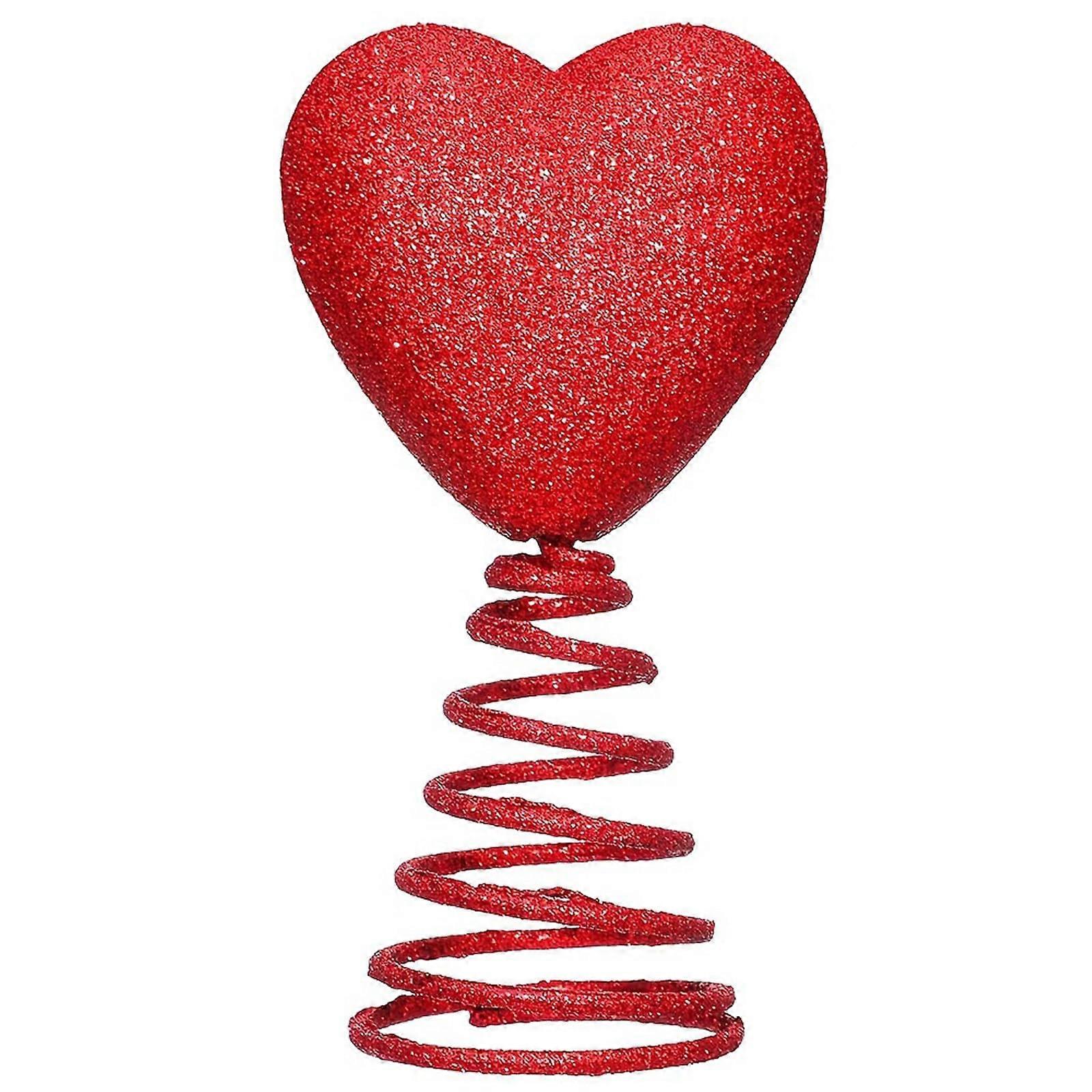 Mini Valentine Day Tree Topper Glitter Heart Shape Decoration for Home, Red 13cm Tree Hat for Valentine's Day Decor