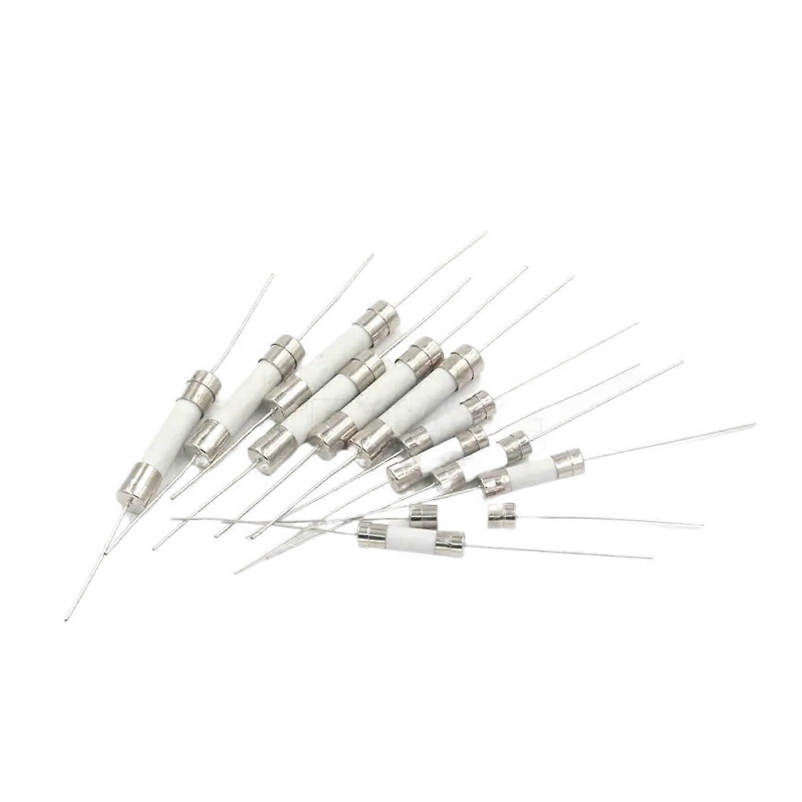 Ceramic Fuse 10 Pieces 5 x 20 mm Pin Blow Fuse 0.5 to 30A 250V with Legs, Compatible with Various Applications