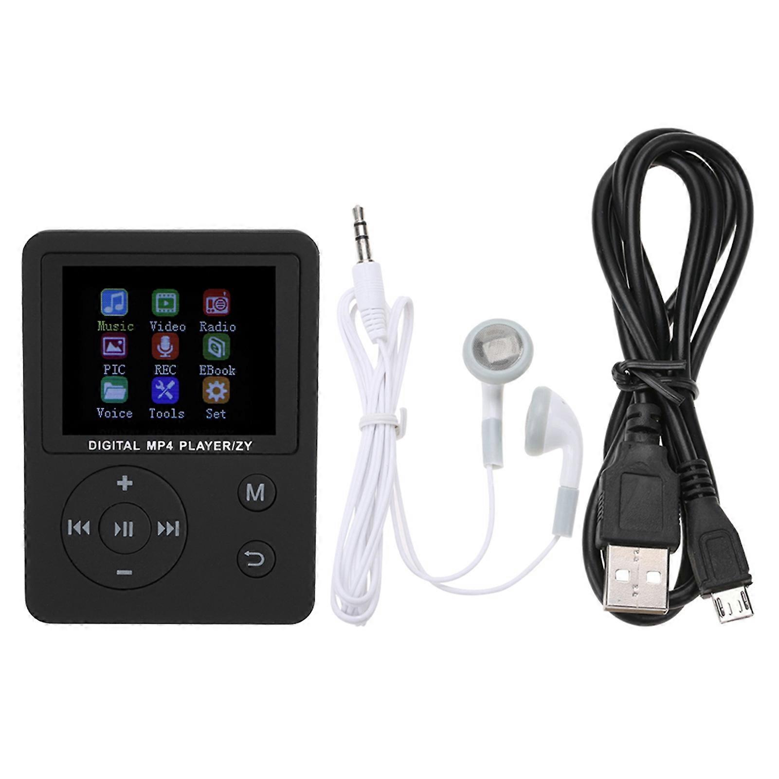 Thin Portable 1.8" Color Screen MP4 Player, 32GB TF Card, Black