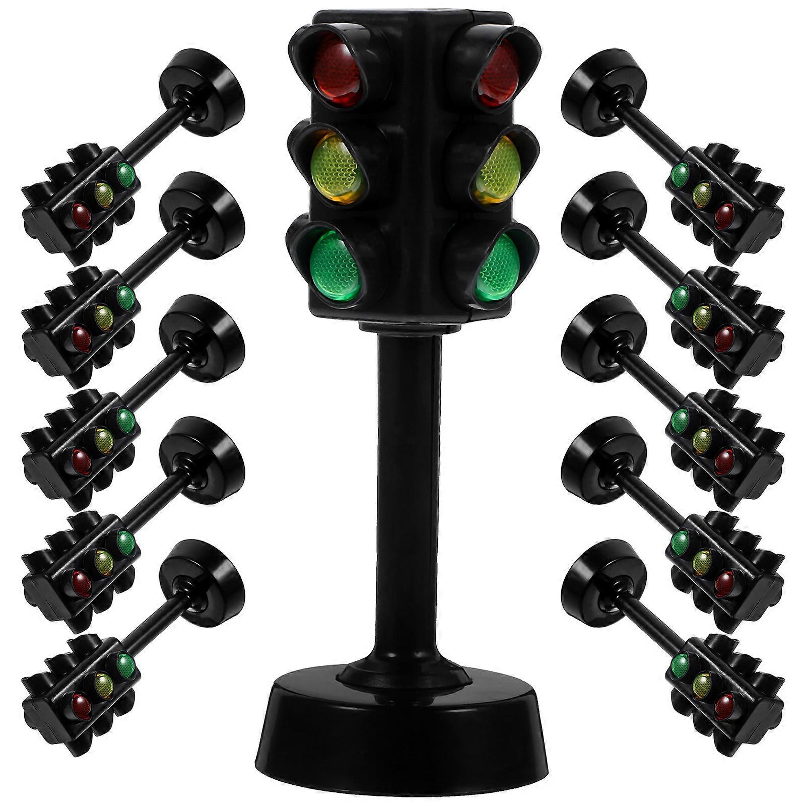 Traffic Light Toy Crosswalk Light Signal Toy for Classroom Use Produced with Abs Material and Assorted Color to Teach Road Signs Meaning 12Pcs