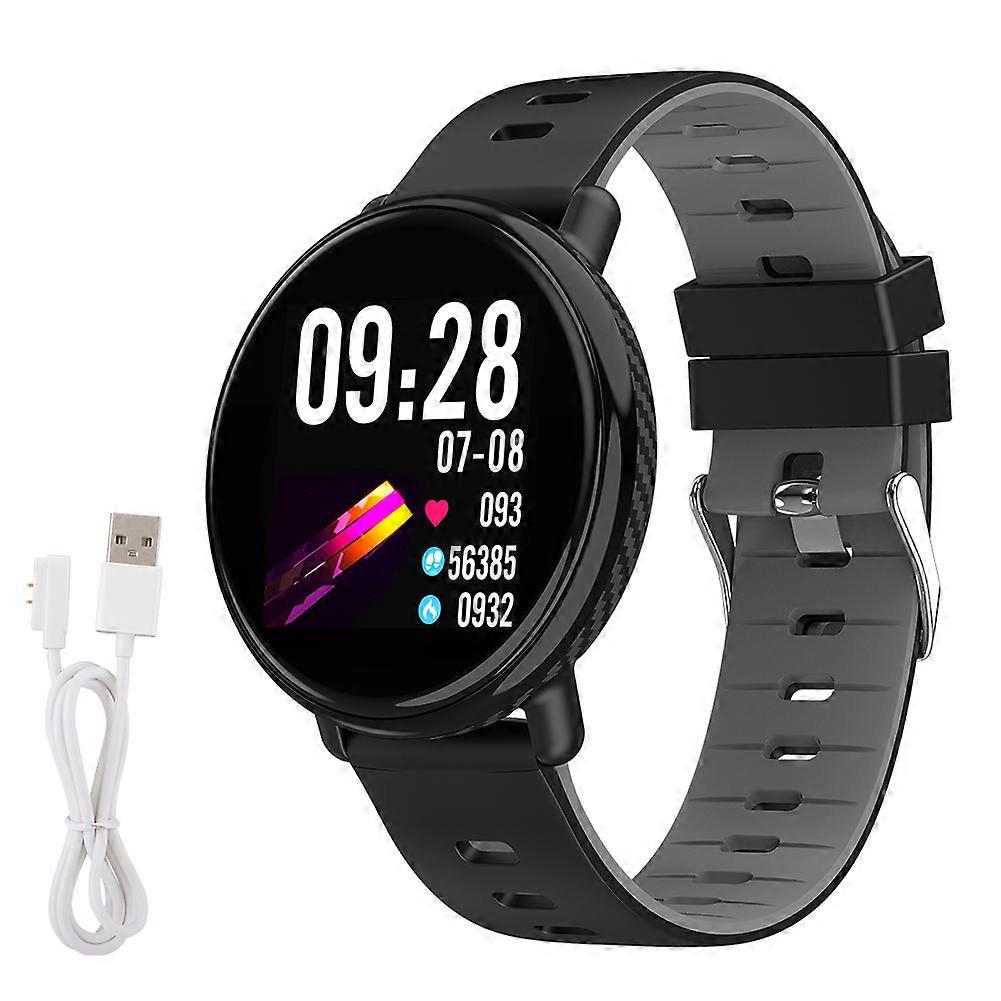 K1 1.3" Smartwatch Black Gray - Heart Rate, Sleep Monitor, IP68 Waterproof, Music Control