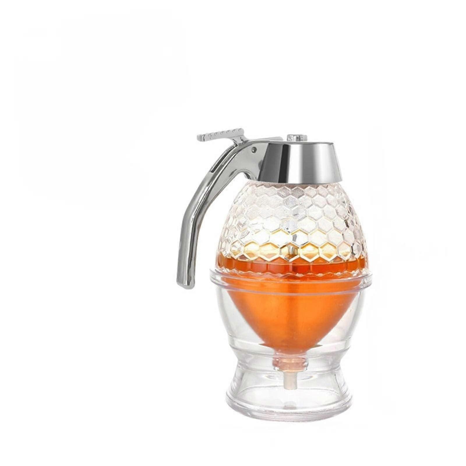 Honey Jar Versatile Glass Seal Lid Squeeze Sauce Syrup Jar With Funnel Sprinkler Base Fengmiguan Clear