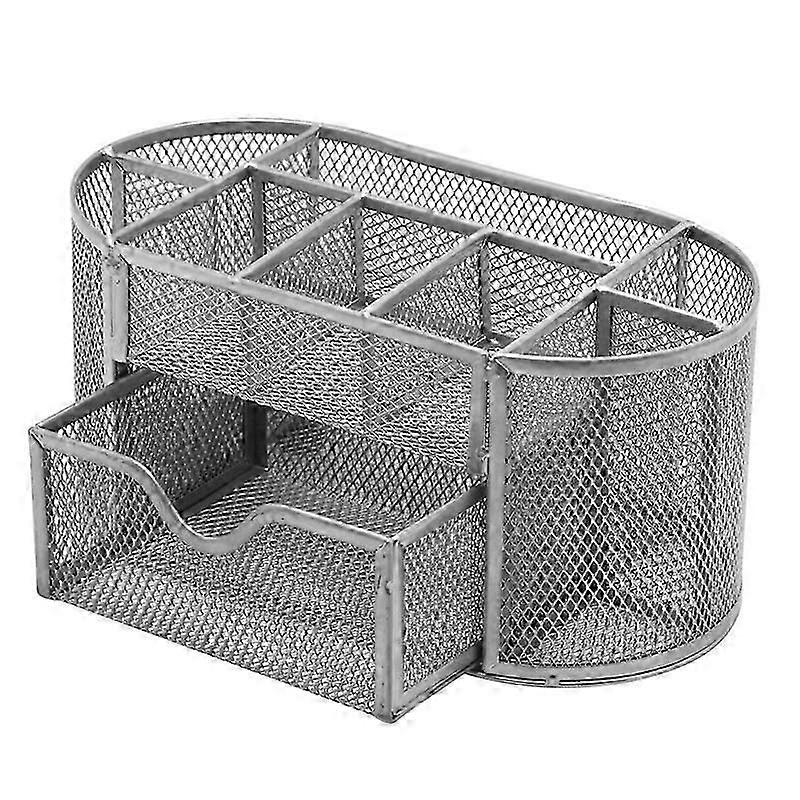 Metal multi-function creative multi grid split pen bucket drawer style nine grid desktop storage box