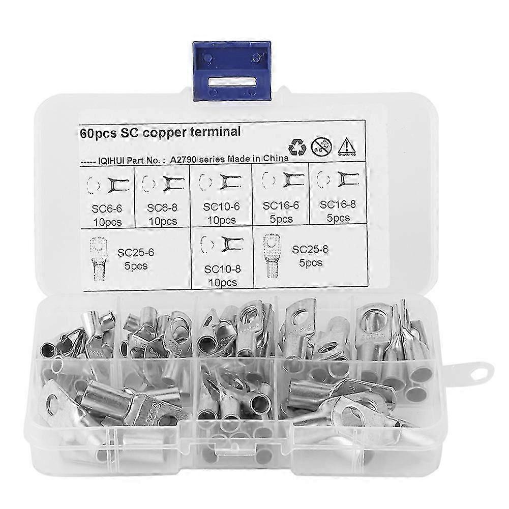 60pcs SC Terminals Red Copper Electrical Cable Connector Set Easy Wire Insertion for Car Marine Ships