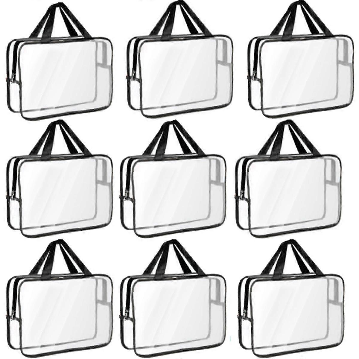 9 Packs Toy Storage Bags with Labels, Large Clear Zipper Pouches