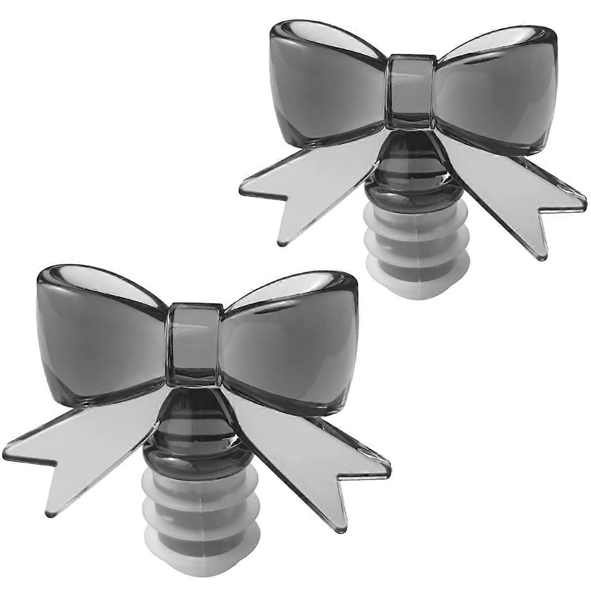 2er Pack süße Bowknot Weinflaschenverschlüsse - lebensmittelechtes Silikon & Acrylharz, auslaufsichere Dichtung für Wein / Soda / Öl, Geschenk
