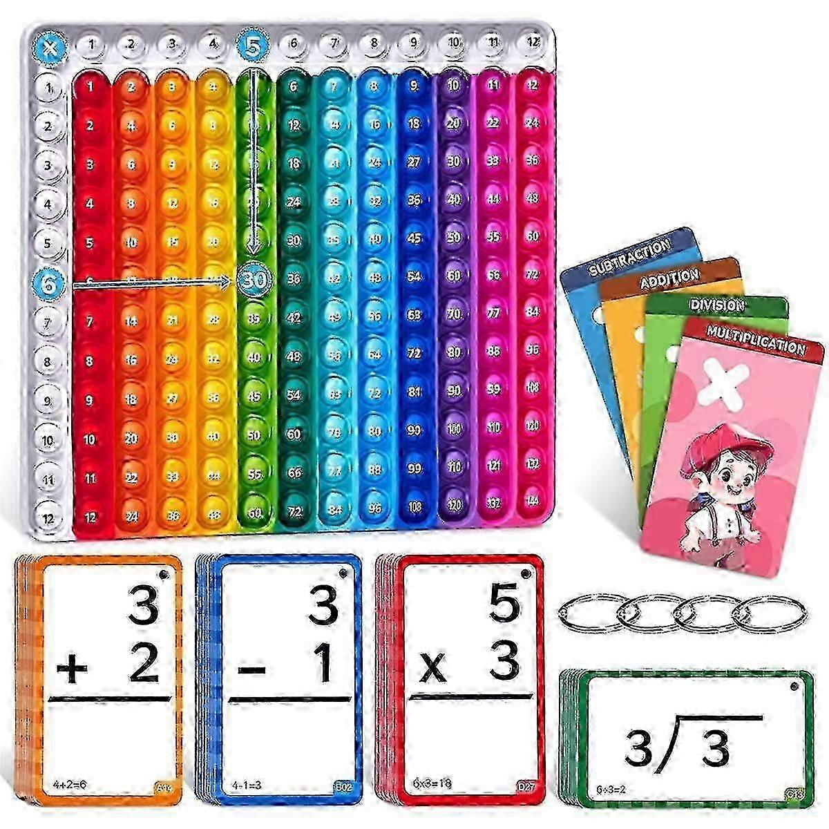 Math Flash Cards + Fidget Chart,Math Games for Kids Ages 4-8, Addition, Subtraction, Division(Fidge