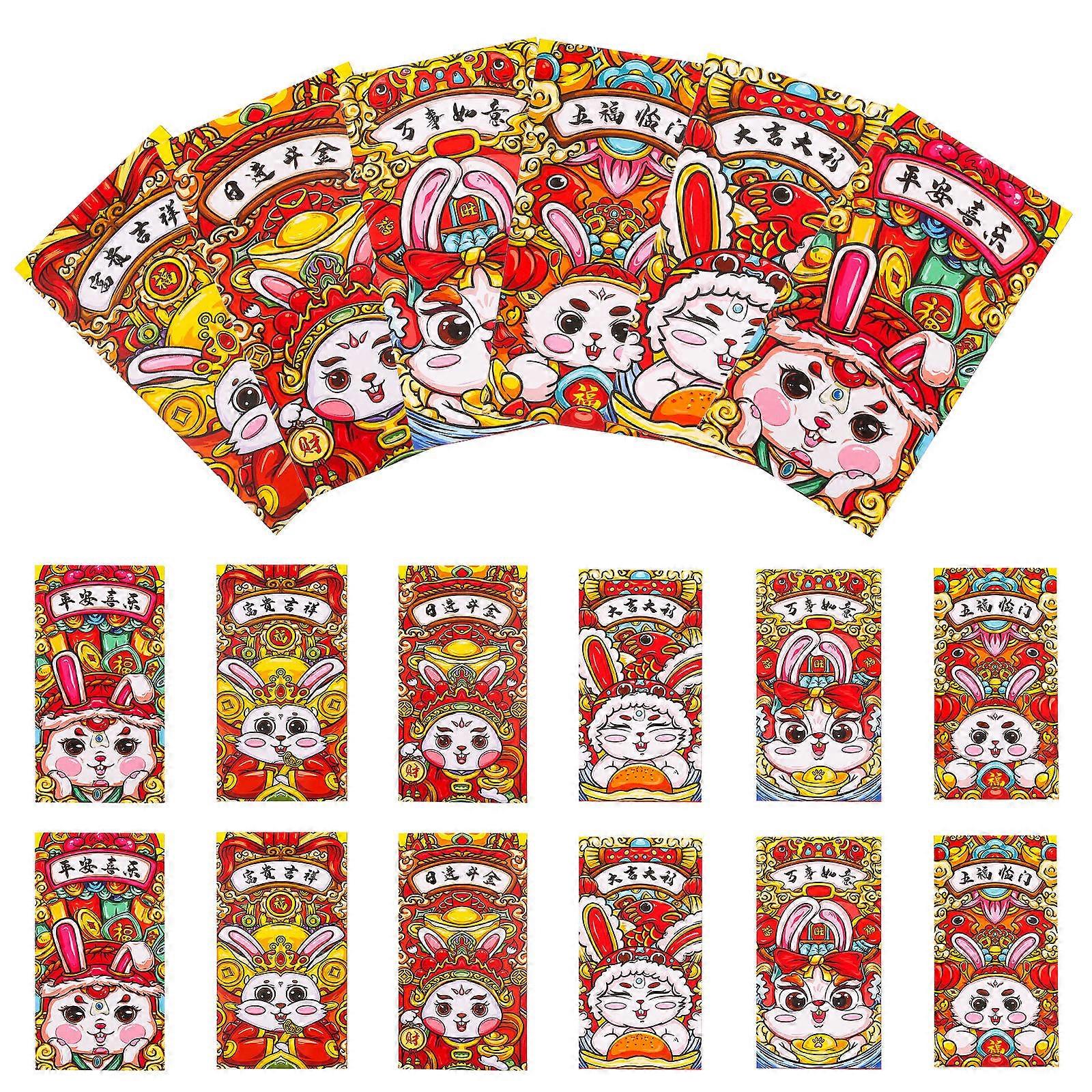 Rabbit Year Red Packets for Home 36Pcs Foldable New Year Paper Envelopes