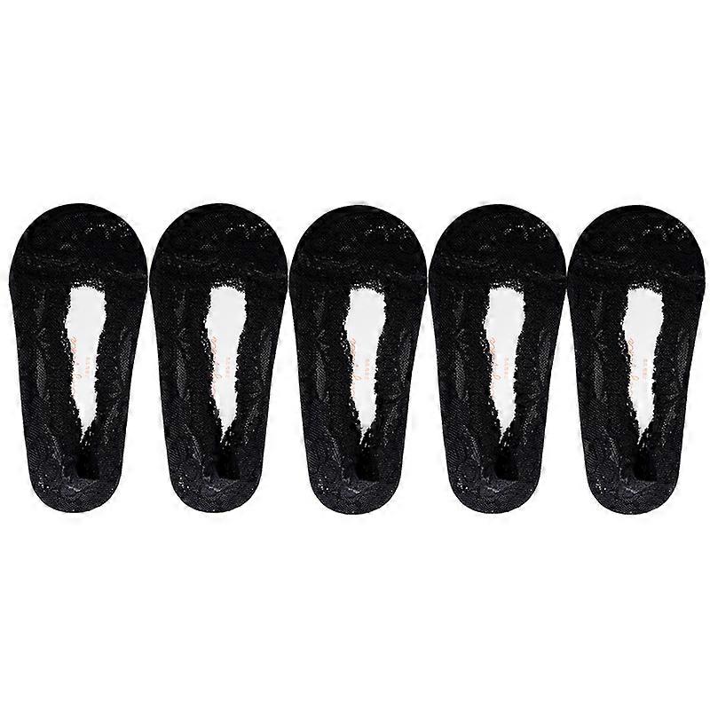 5 Pairs/Lot Socks Women's Ankle Short No-Show Invisible Foot Summer Thin Cotton Set White Low Cut Boat Lace Silicone Non-Slip