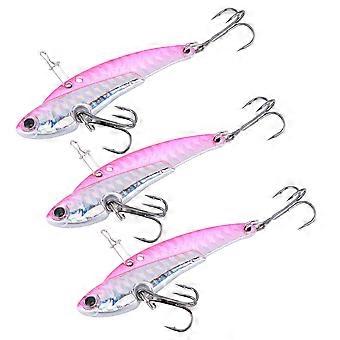3PCS Metall Künstlicher Köder Alle Schwimmschicht Sinkende Vibration Hartköder Metall AngelköderPink