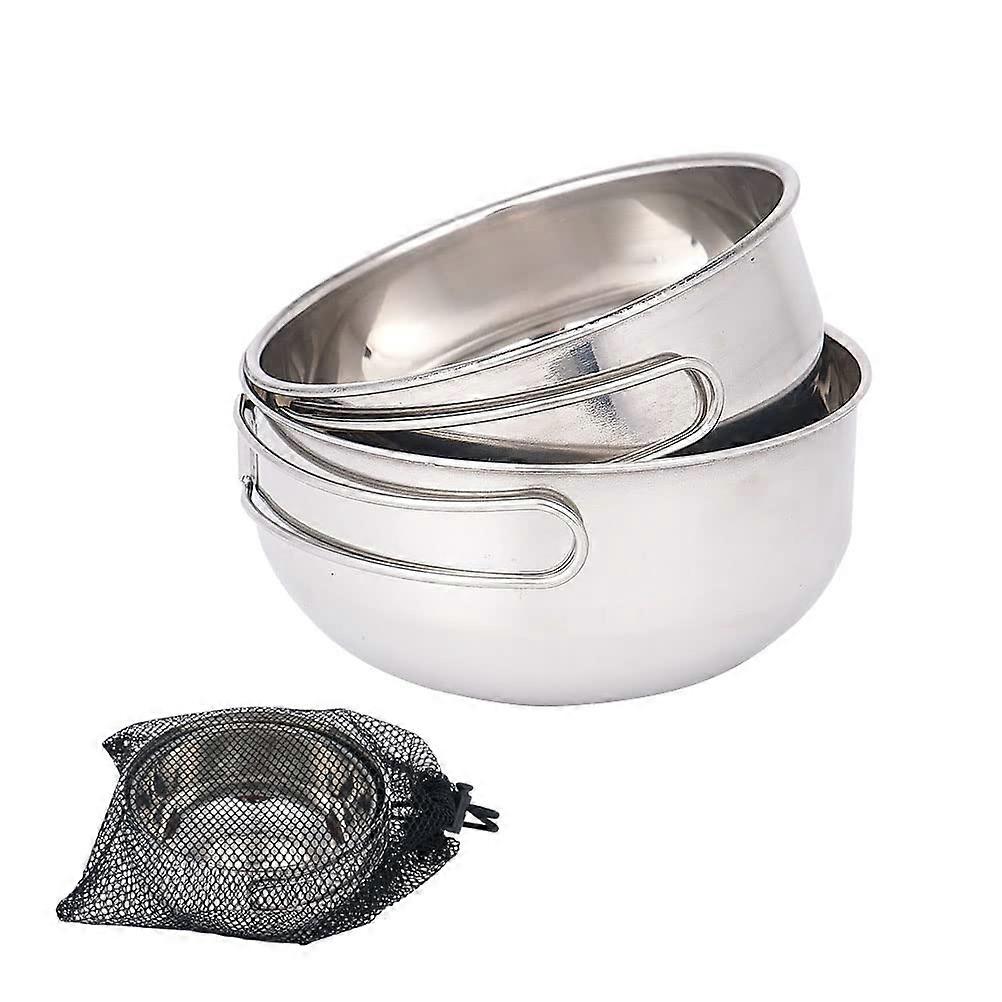 Backpacking Camping Cookware Set 2Piece Mini Mess Kit With Mesh Bag, Pot And Pan For Hiking, Large Camping Bowl Set