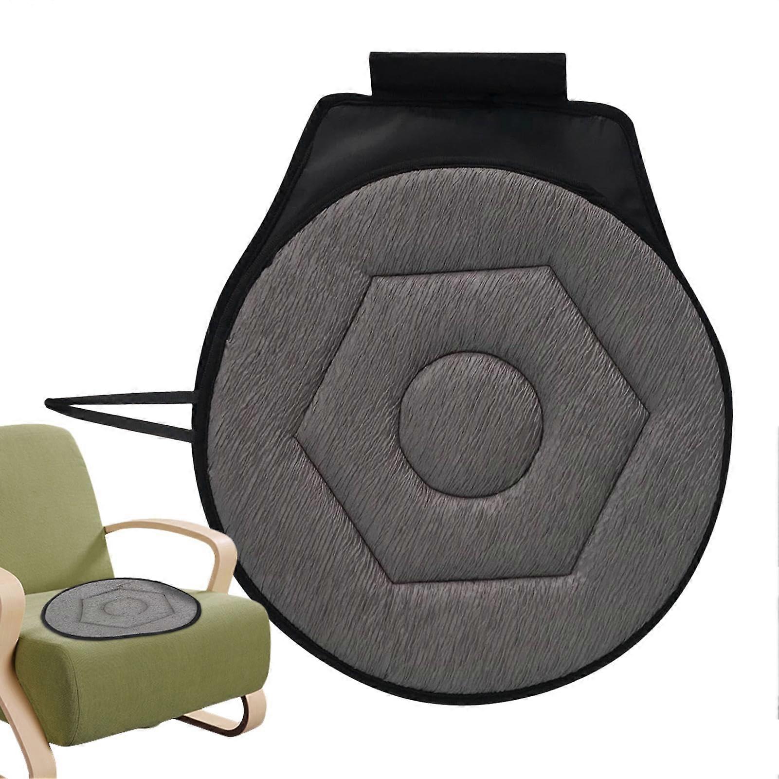 360 Degree Swivel Seat Cushion Round Disc Portable Seat Cushion With Built In Handle Gray For Picnic Outdoor Home Use