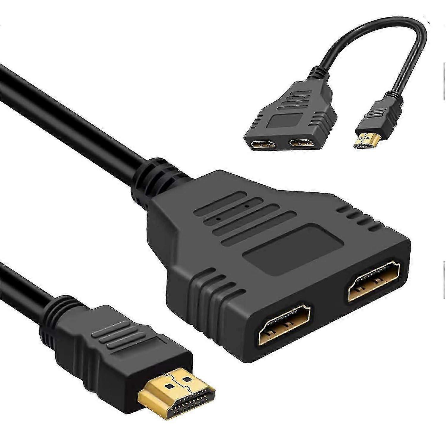 مقسم للشاشات المزدوجة ، محول مزدوج HDMI أسود ، مقسم HDMI 1 في 2 مخرج ، مثالي ل HDMI HD ، LED ، Lcd ، تلفزيون ، يدعم تلفزيونين في نفس الوقت ، S