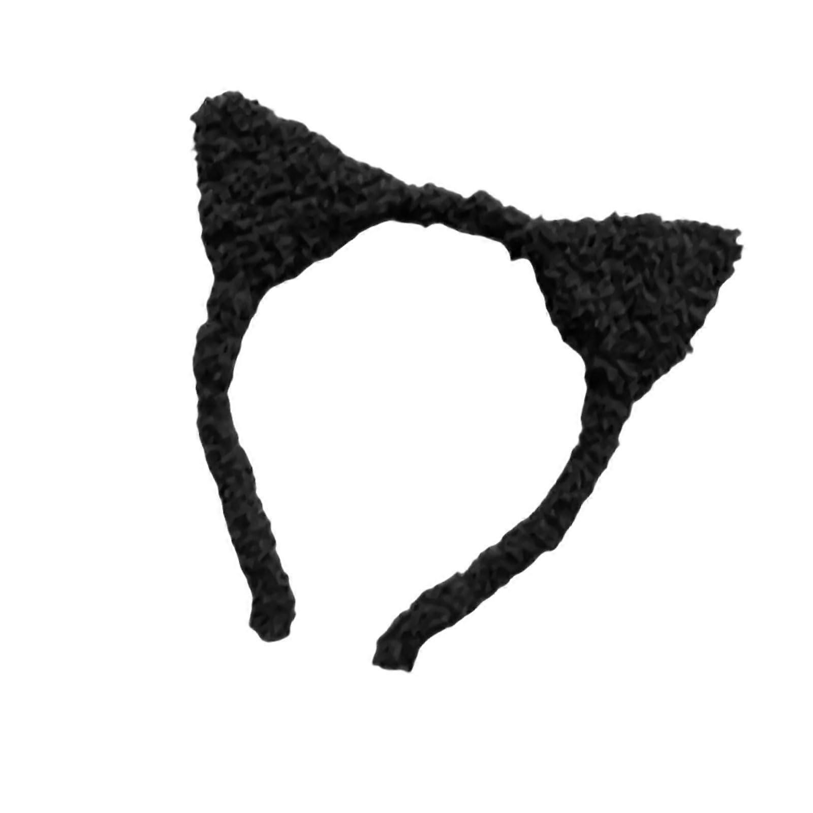Plush Ears Headband For Children And Adults Soft Plush Material Black Festive Occasion Costume Accessory