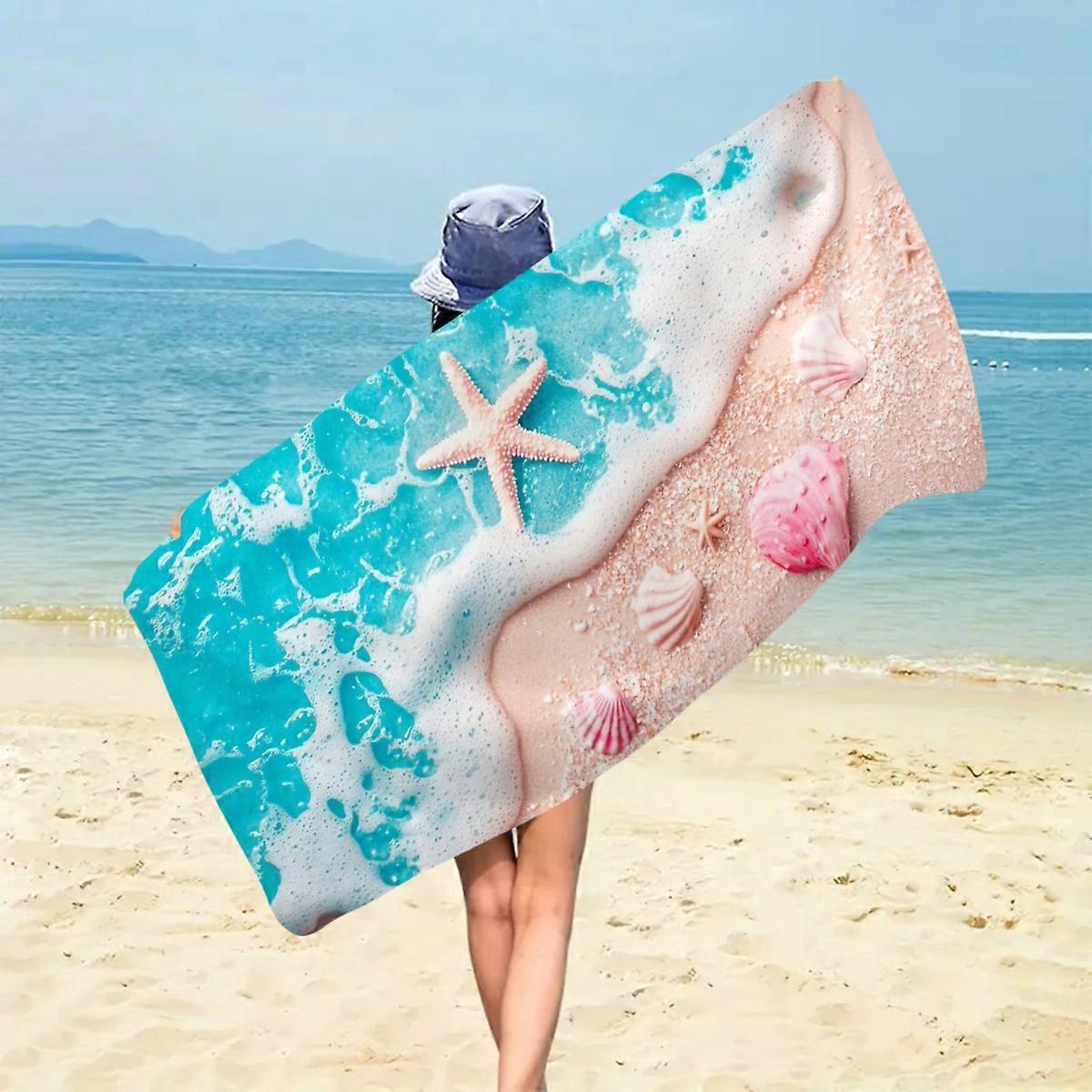 Marine element beach towel jit starfish shell turtle quick-drying absorbent bath towel microfiber beach towel