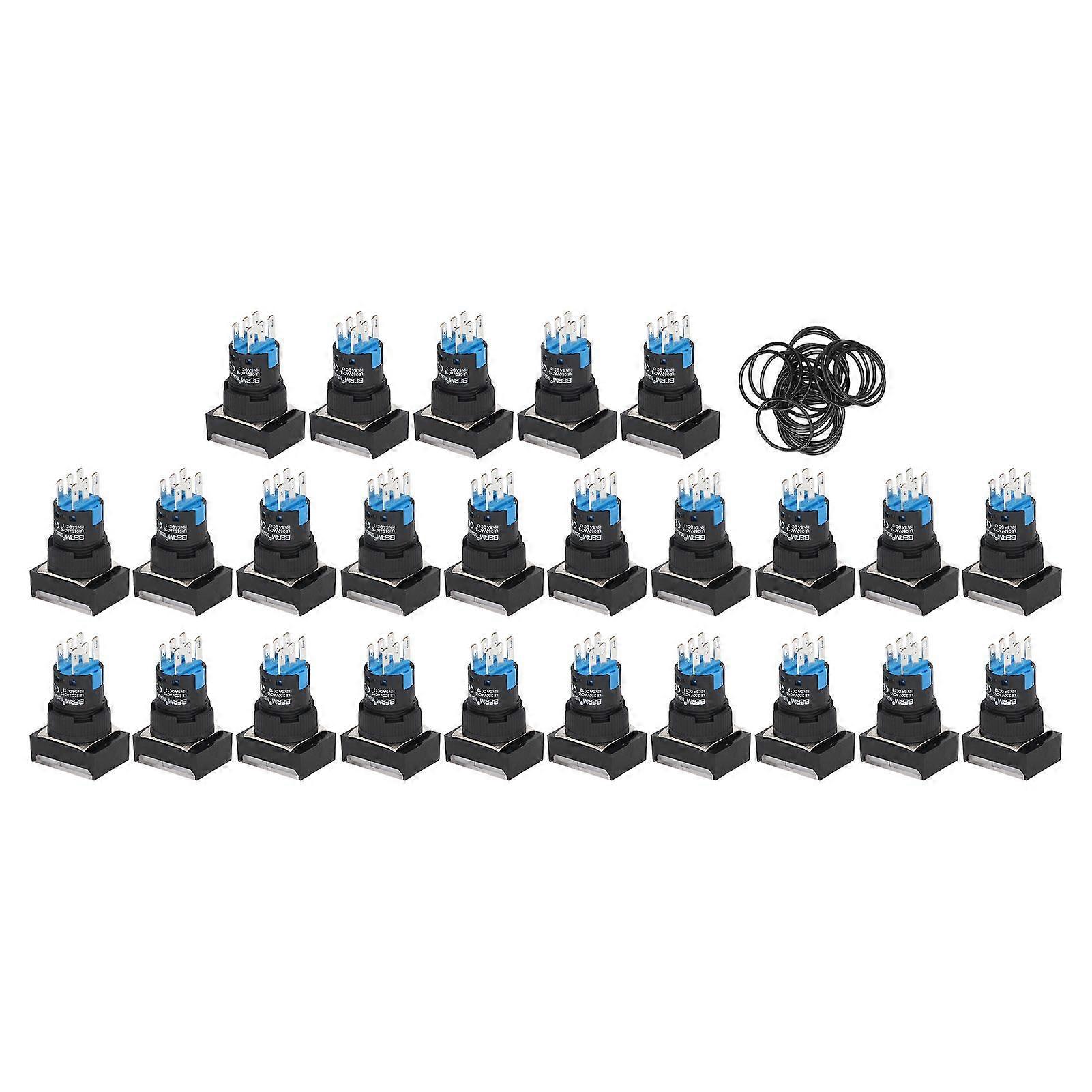 25Pcs Button Switch Push for Industrial Equipment Control with Light Washer AC0~240V