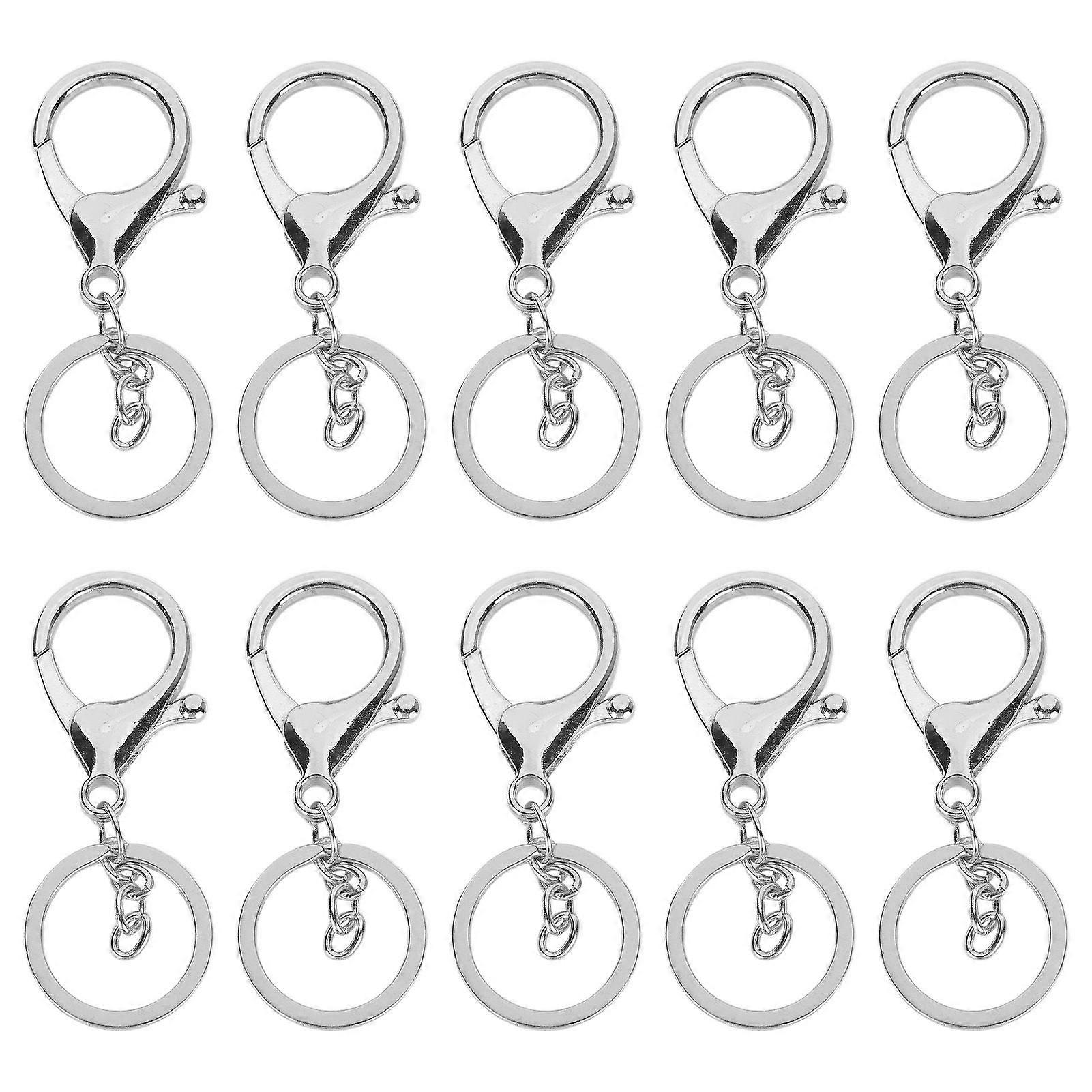 10Pcs Key Chain Plating Non Fading Simple Keychain Bag Buckle Lobster Clasp Hook(Silver )