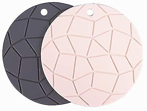 2pcs Heat Insulation Pad Kitchen Silicone Mat Tableware Insulation Pad Potholders (round)