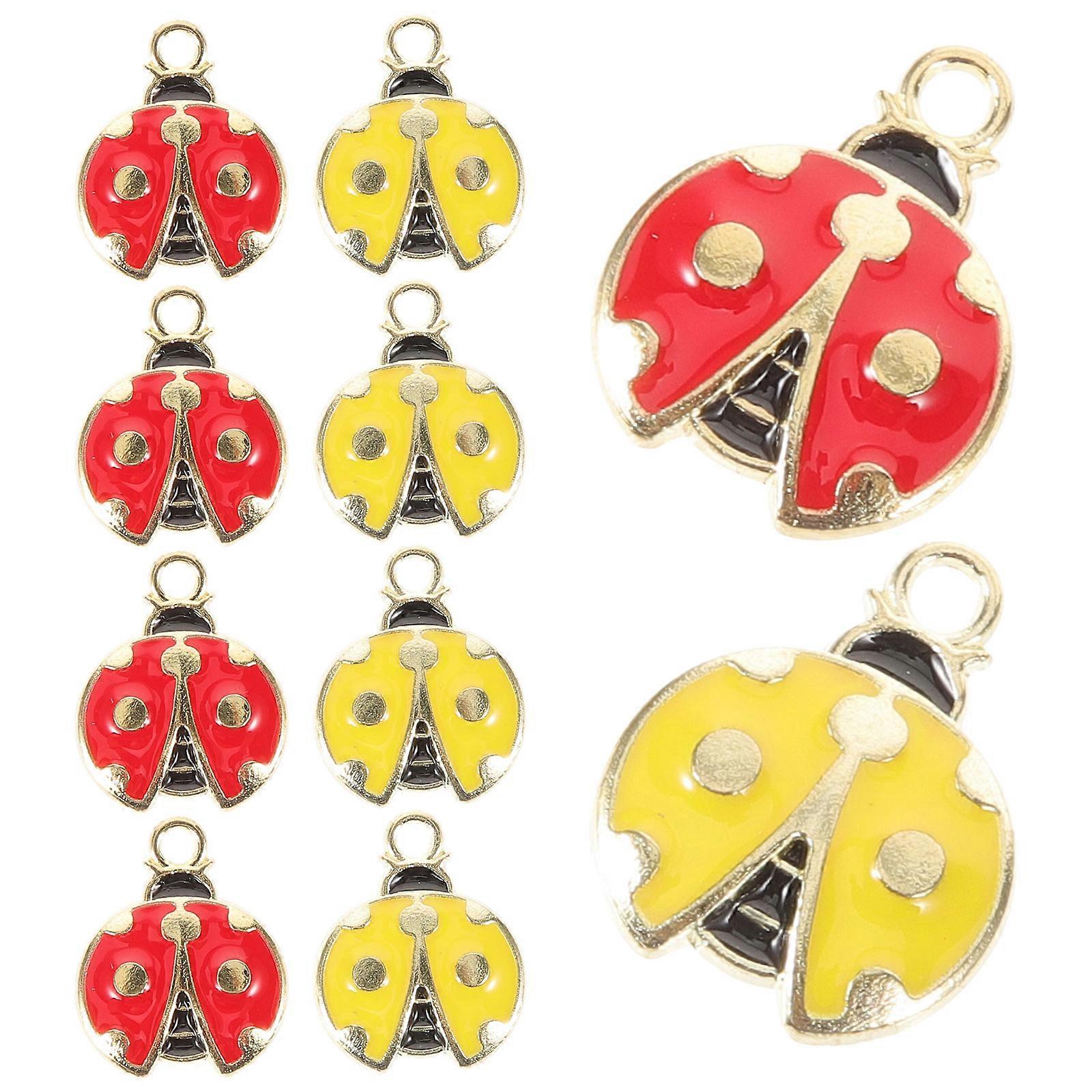Assorted Color Ladybug Charms for Jewelry Making 10Pcs DIY Craft