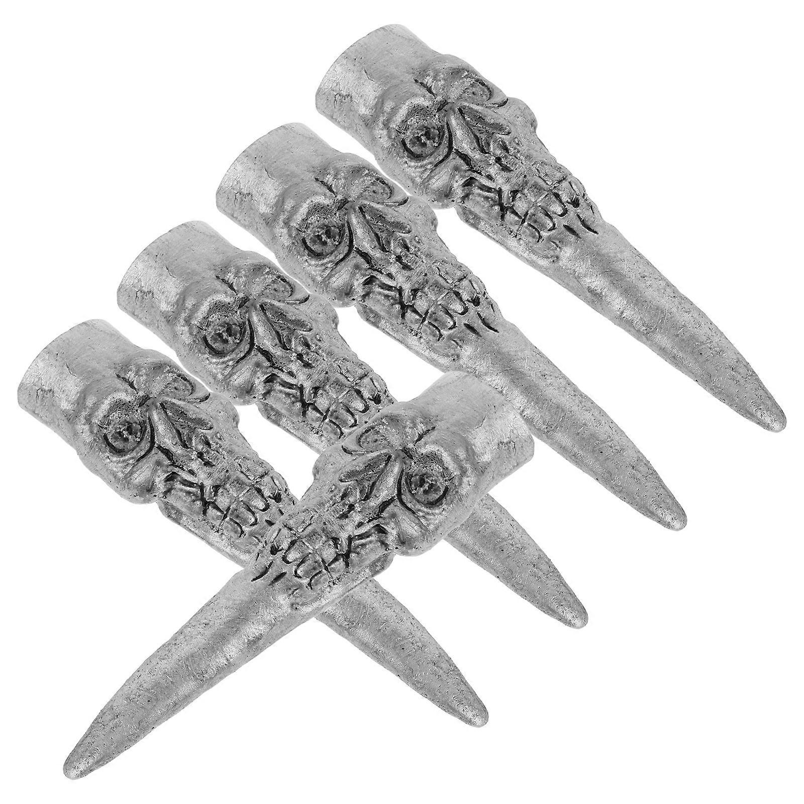 Halloween Props 5Pcs Halloween Fake Fingers Nails Set Spooky Skull Design for Adults Cosplay Costume Decorations