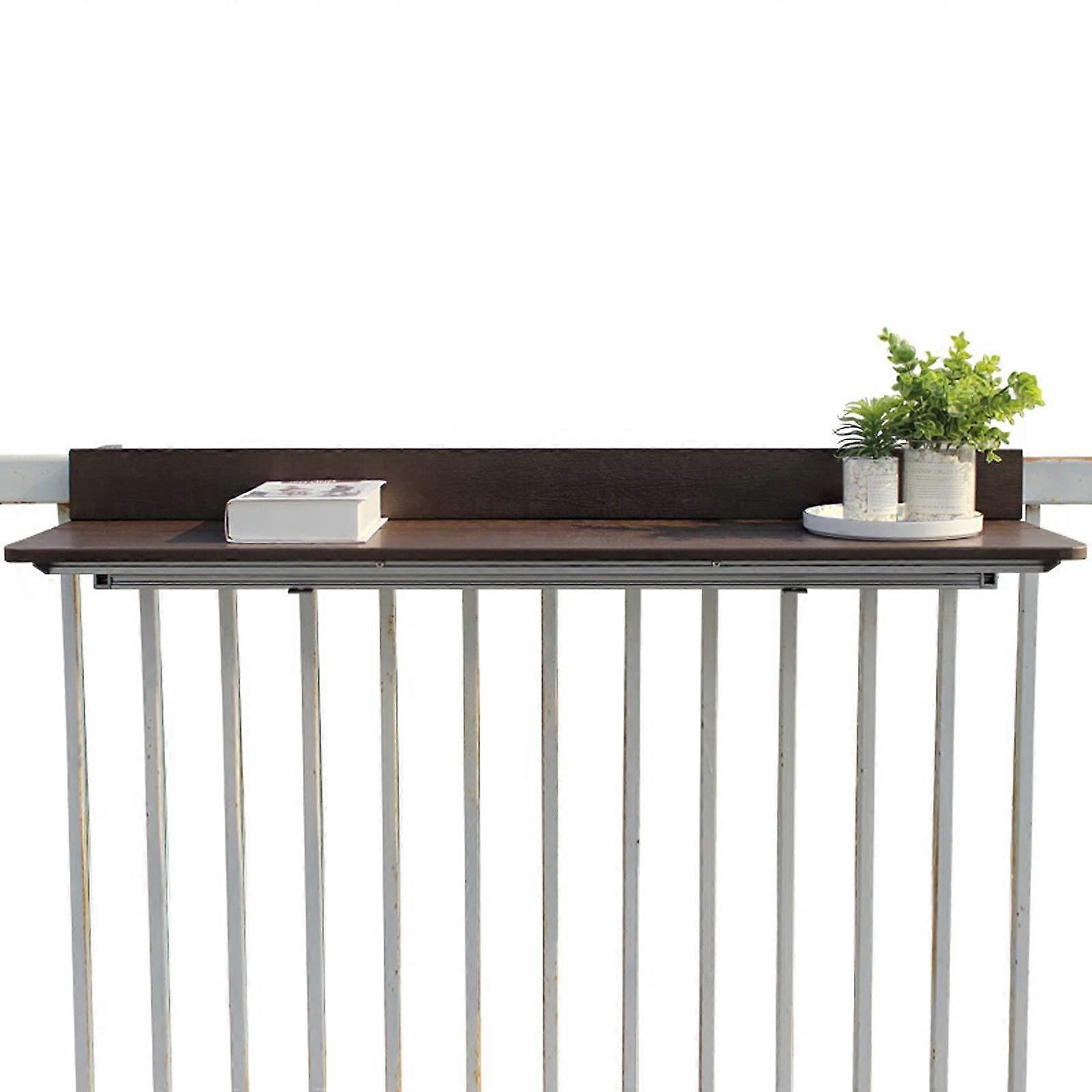 Hanging Table Balcony Railing Mount, Folding Desk, Height Adjustable Solid Wood Multifunctional Dining Shelf 60x37cm