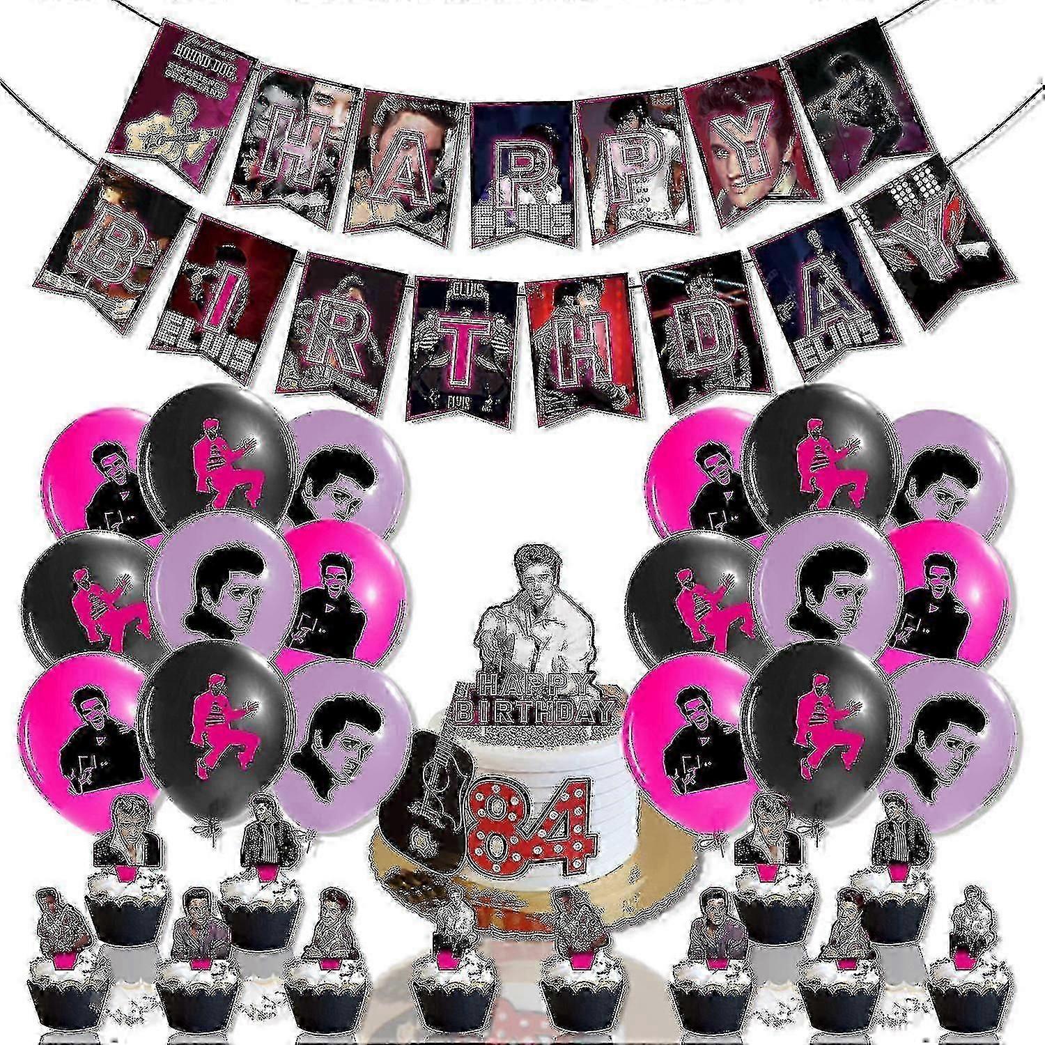 2025 The Elvis Slayer Theme Happy Birthday Balloons Kit Latex Balloons With Flag And Cake Toppers For Party Deocration kb