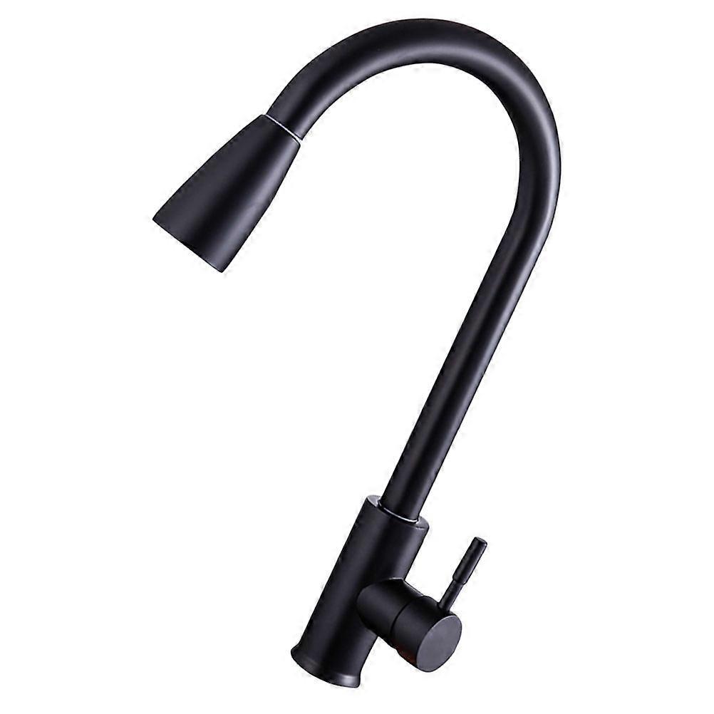 Stainless Steel Kitchen Faucet 2Pcs Pulling Type Black for Home