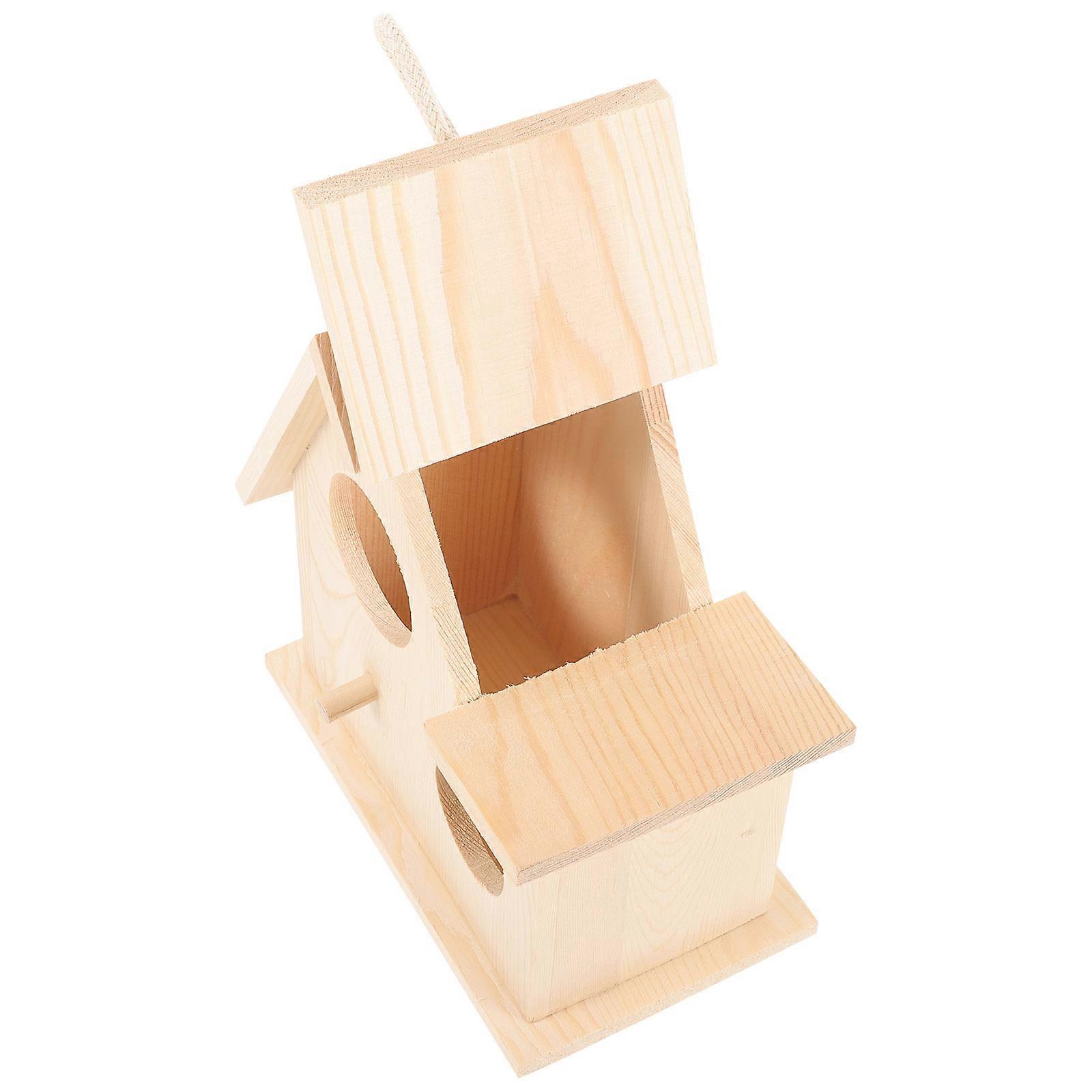 Wooden Bird Nest Breeding Box for Parakeets Pet Nesting 4Pcs