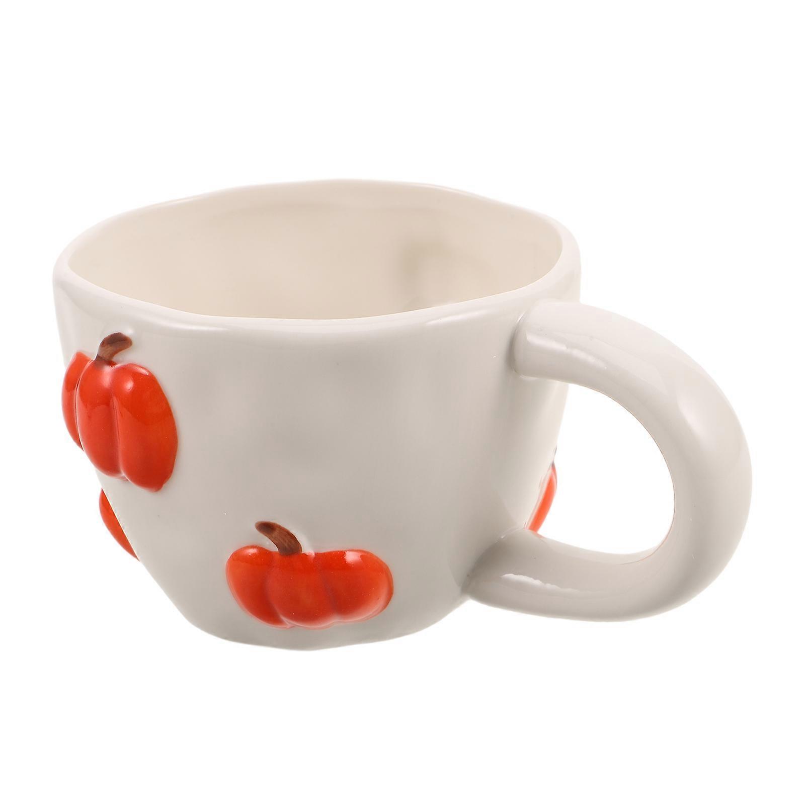 3Pcs Pumpkin Coffee Mug with Handle for Home Ceramic Pumpkin Cup Set