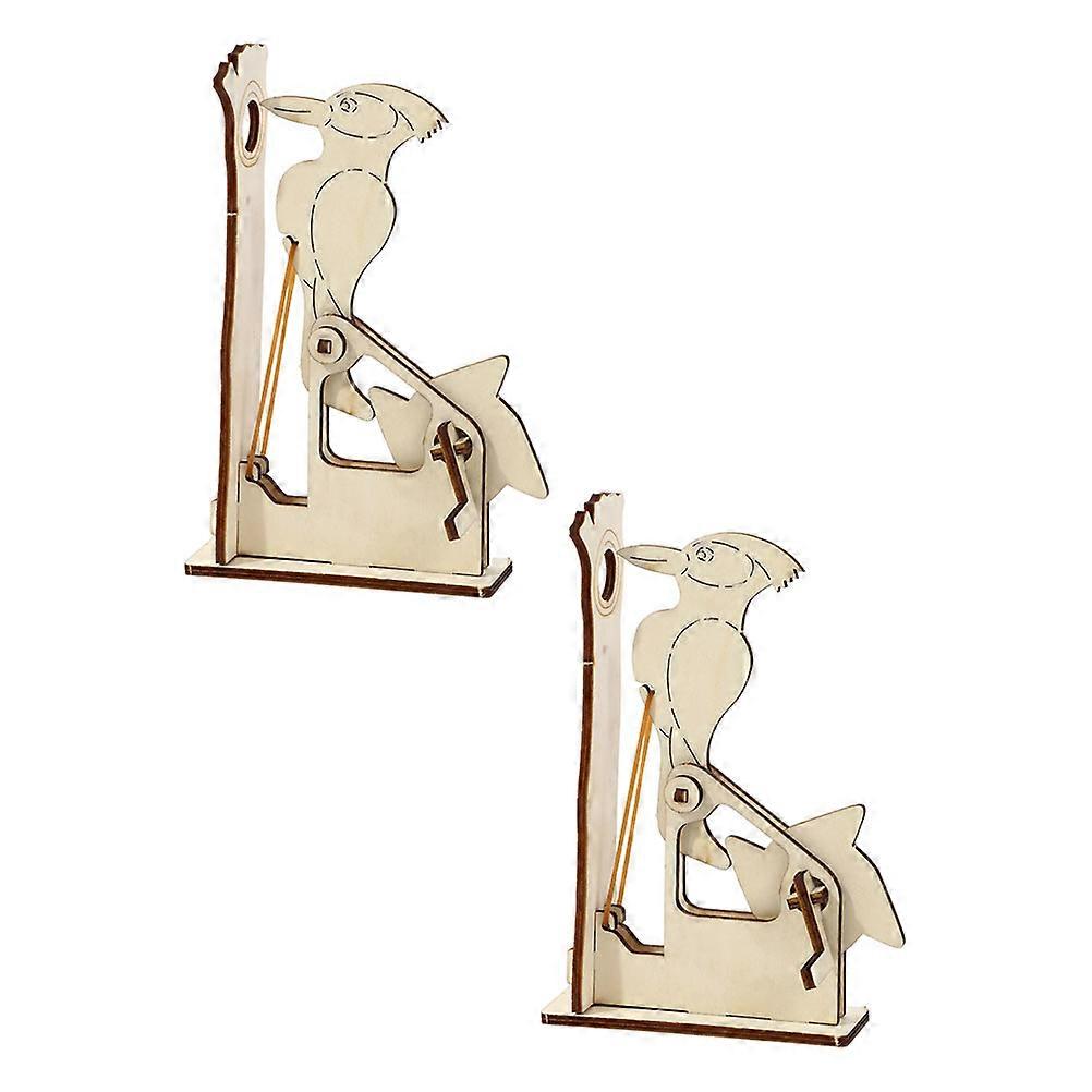3D Puzzle Toy Wooden Woodpecker for Playing 2Sets Handmade Craft Model
