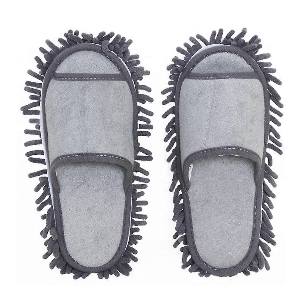 Cleaning Slipper for Floor Dirt Removal with 2Pairs Grey Microfiber Mop