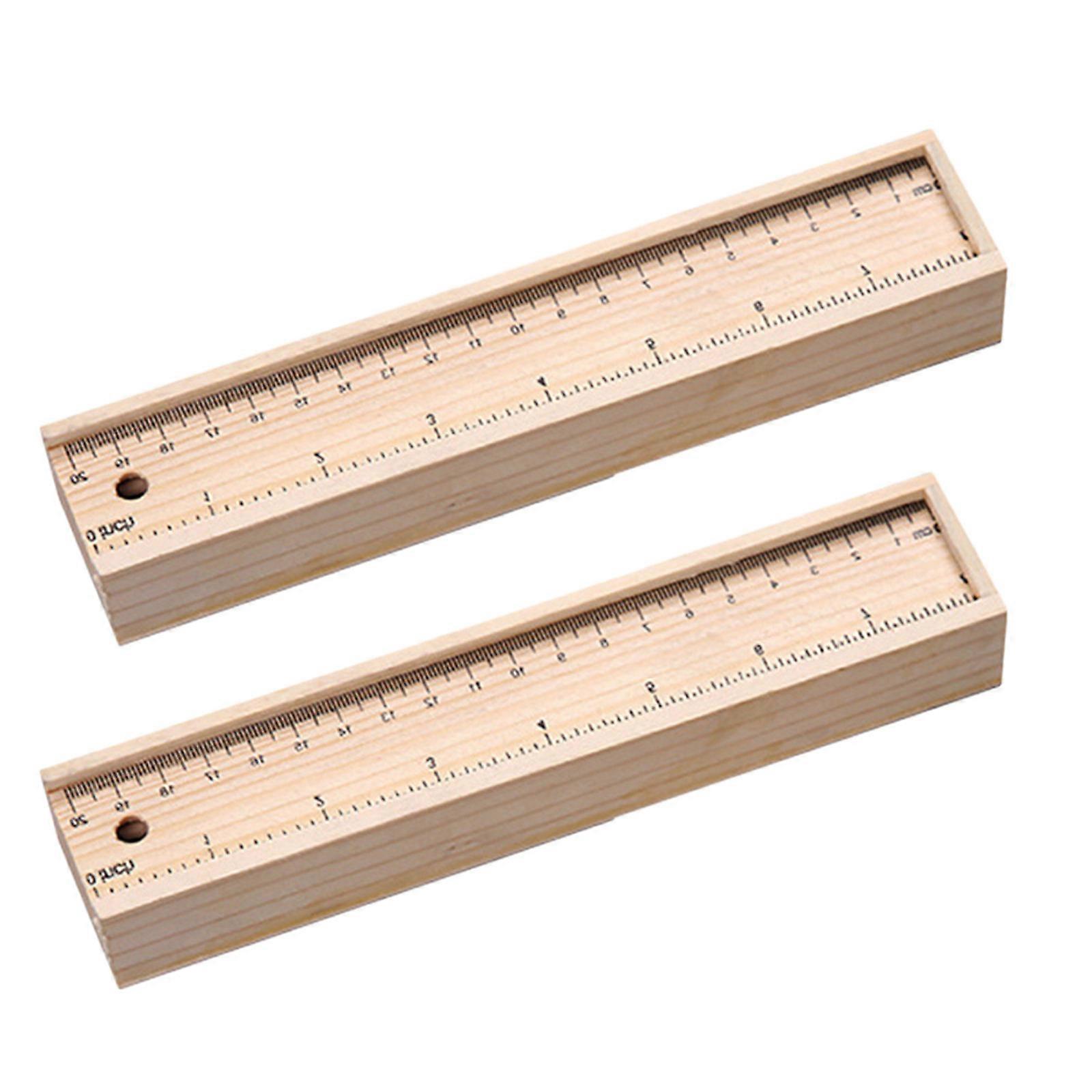 Wooden Pencil Case 2 Set Simple Stationery Storage Box For Kids Daily Use Durable Material