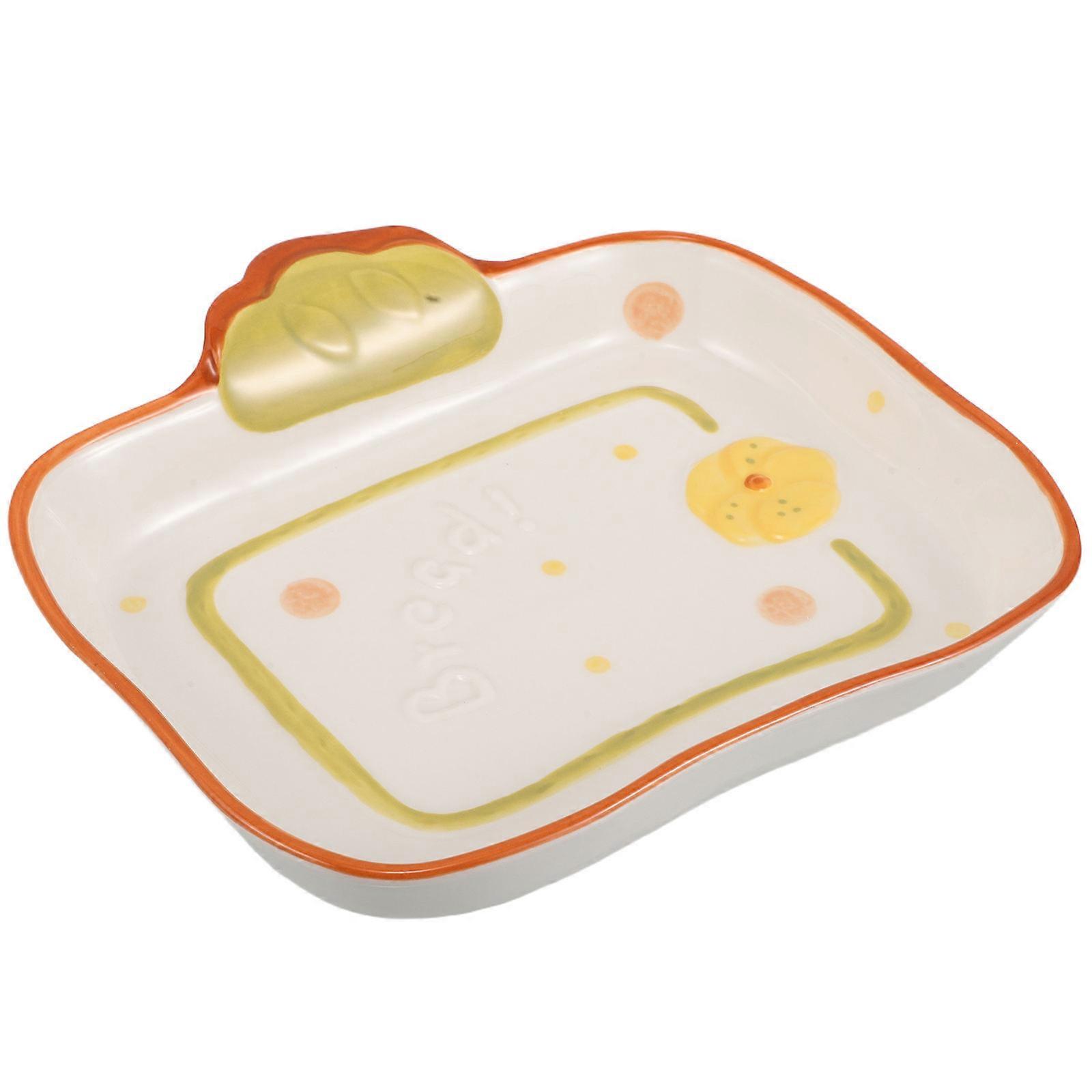 Ceramic Bread Plate Set for Dining 3Pcs Cute Porcelain Plates
