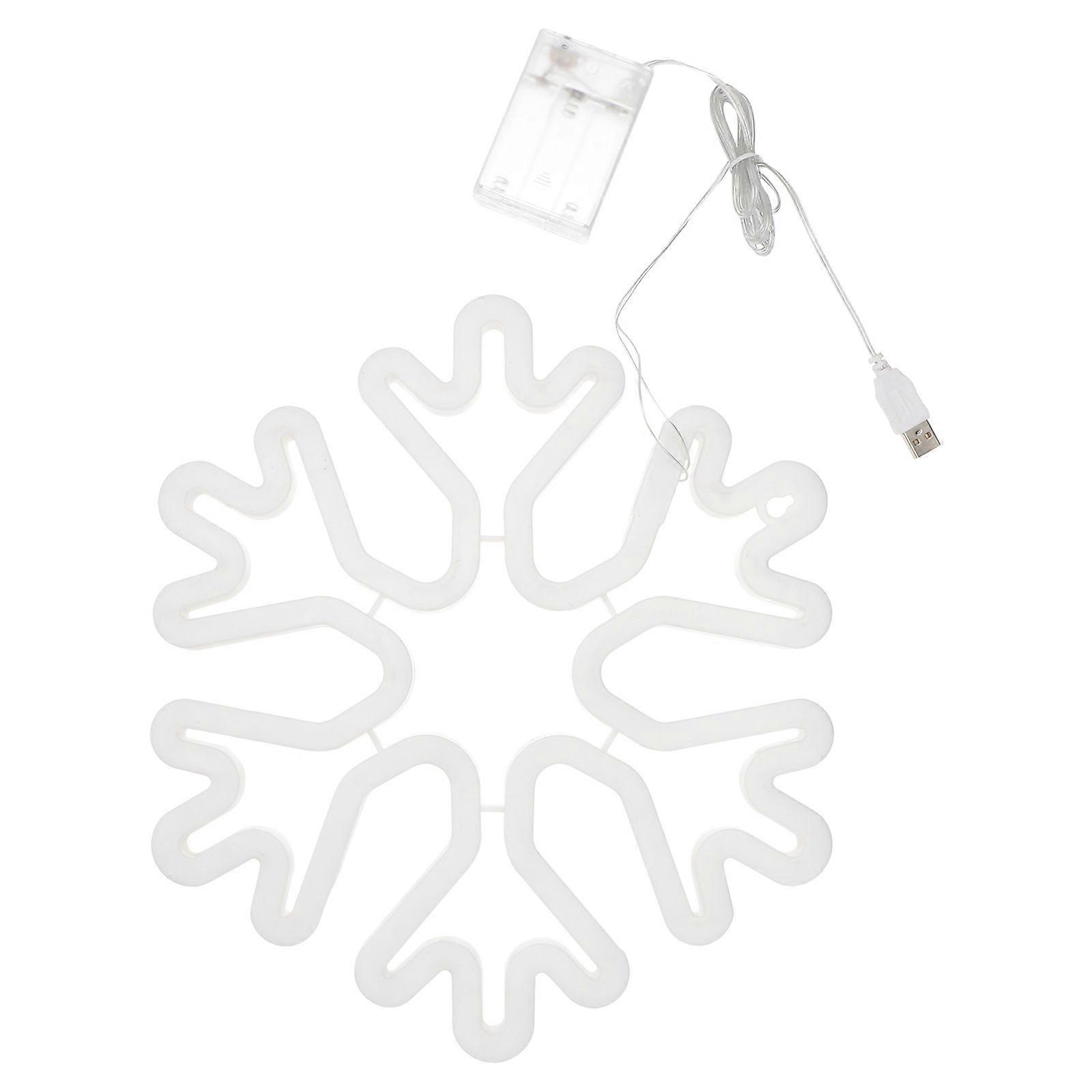 LED Neon Sign Snowflake Shaped USB Night Light Decorative Table Lamp