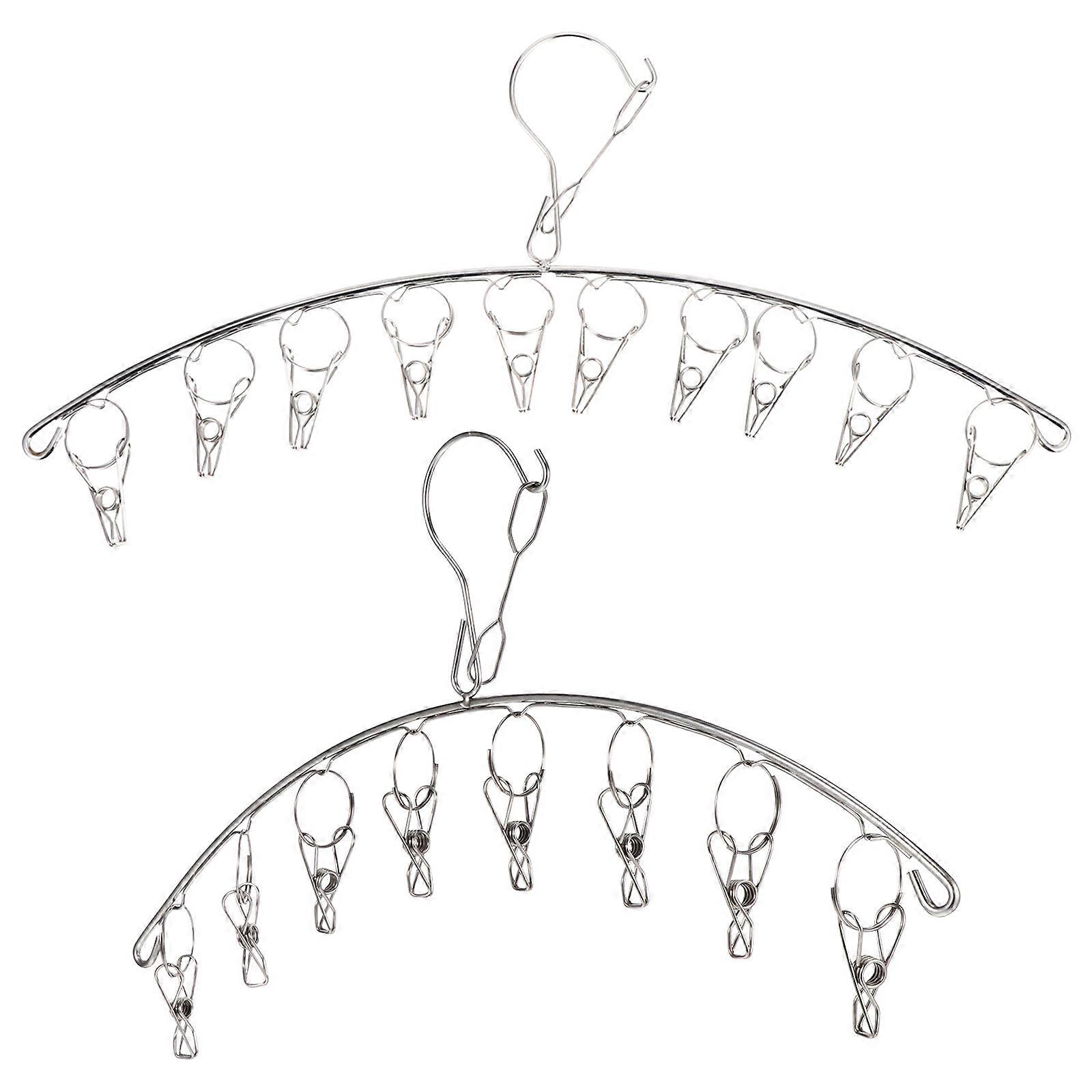 2Pcs Stainless Steel Socks Drying Rack with Clips for Home Use