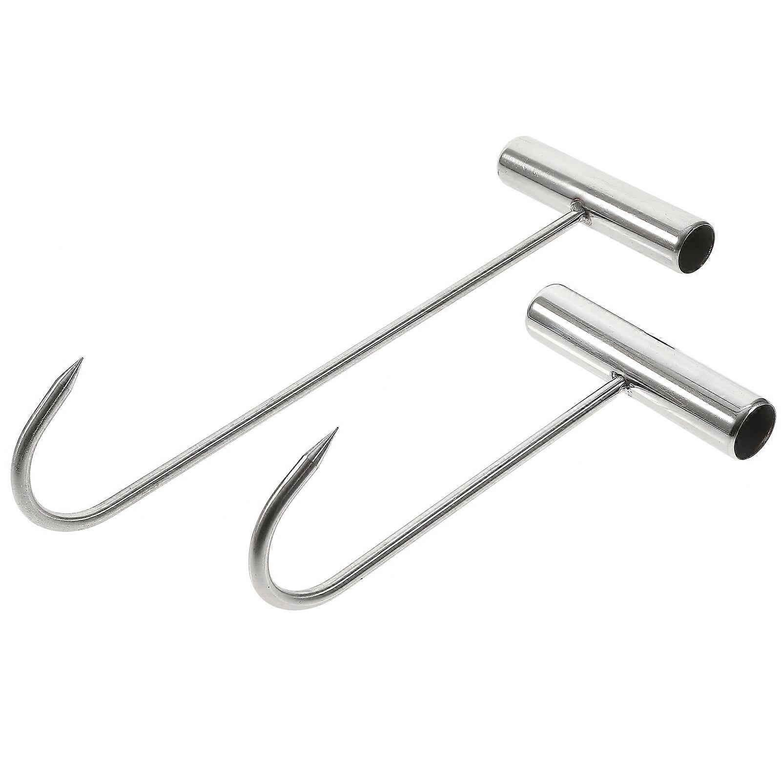 2Pcs Stainless Steel Meat Hook for Hanging Use T Shaped Butcher Hooks