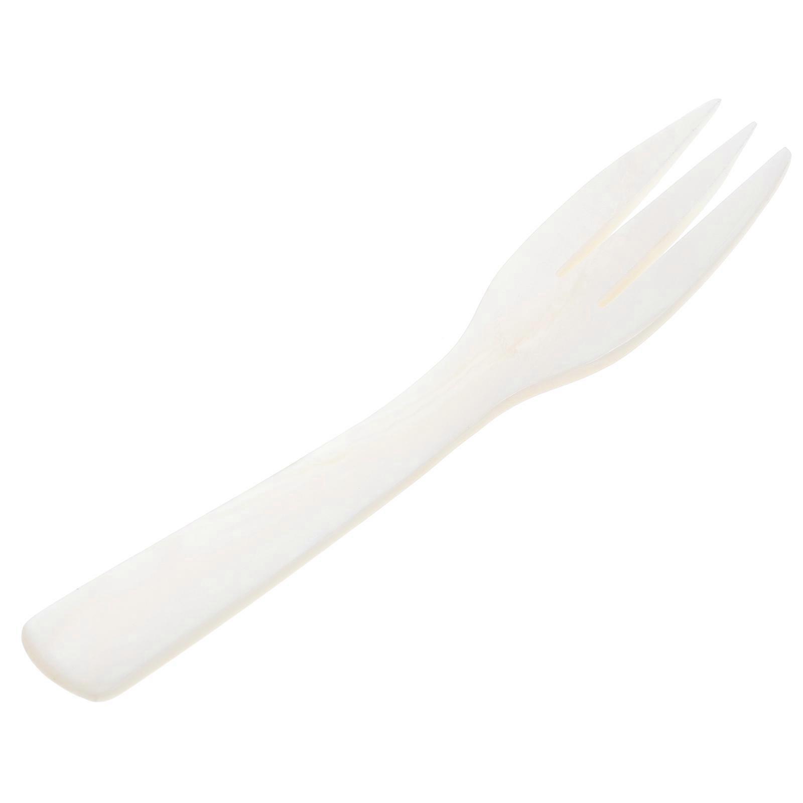 2Pcs High-End Shell Fork Ideal For Dining In Cafes Elegant Design White Portable Eating Utensils