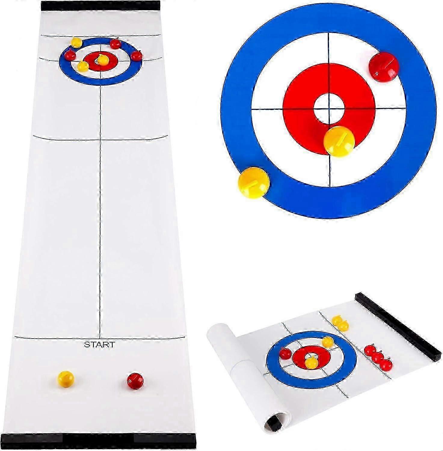 Tabletop Curling Game, Family Games Fun Tabletop Mini Curling Game Set With Rollers, Shuffleboard Pucks For Kids And Adults